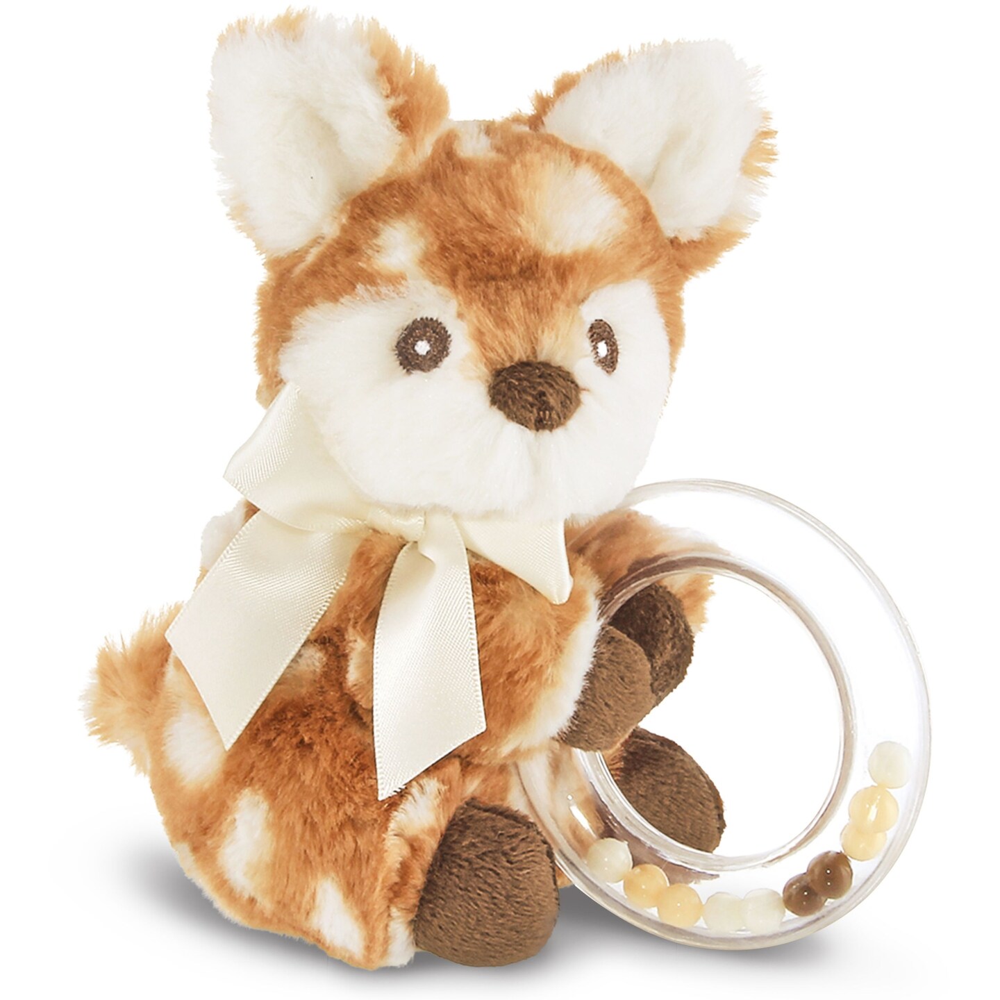 Bearington Baby Lil' Willow Plush Fawn Shaker Toy Ring Rattle, 5 inches