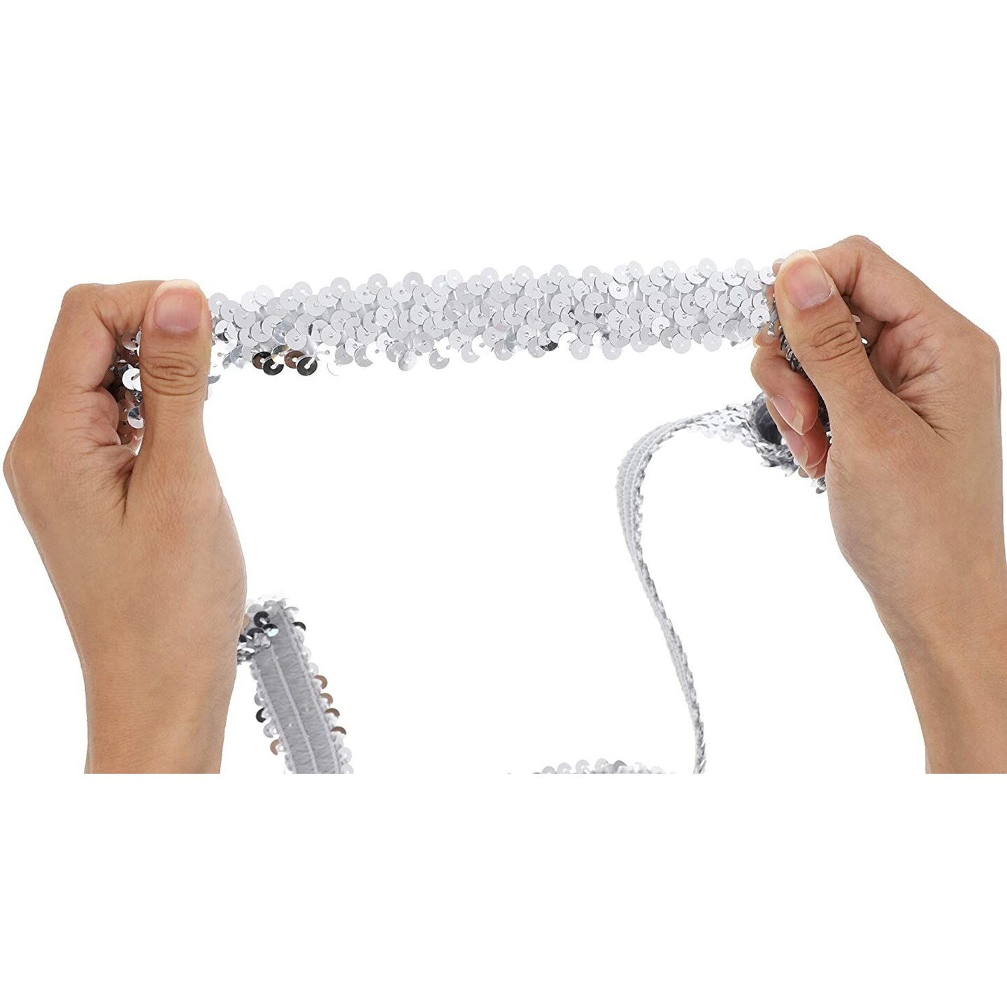 Sequin Trim, Sewing Accessories and Supplies (Silver, 10 Yards)