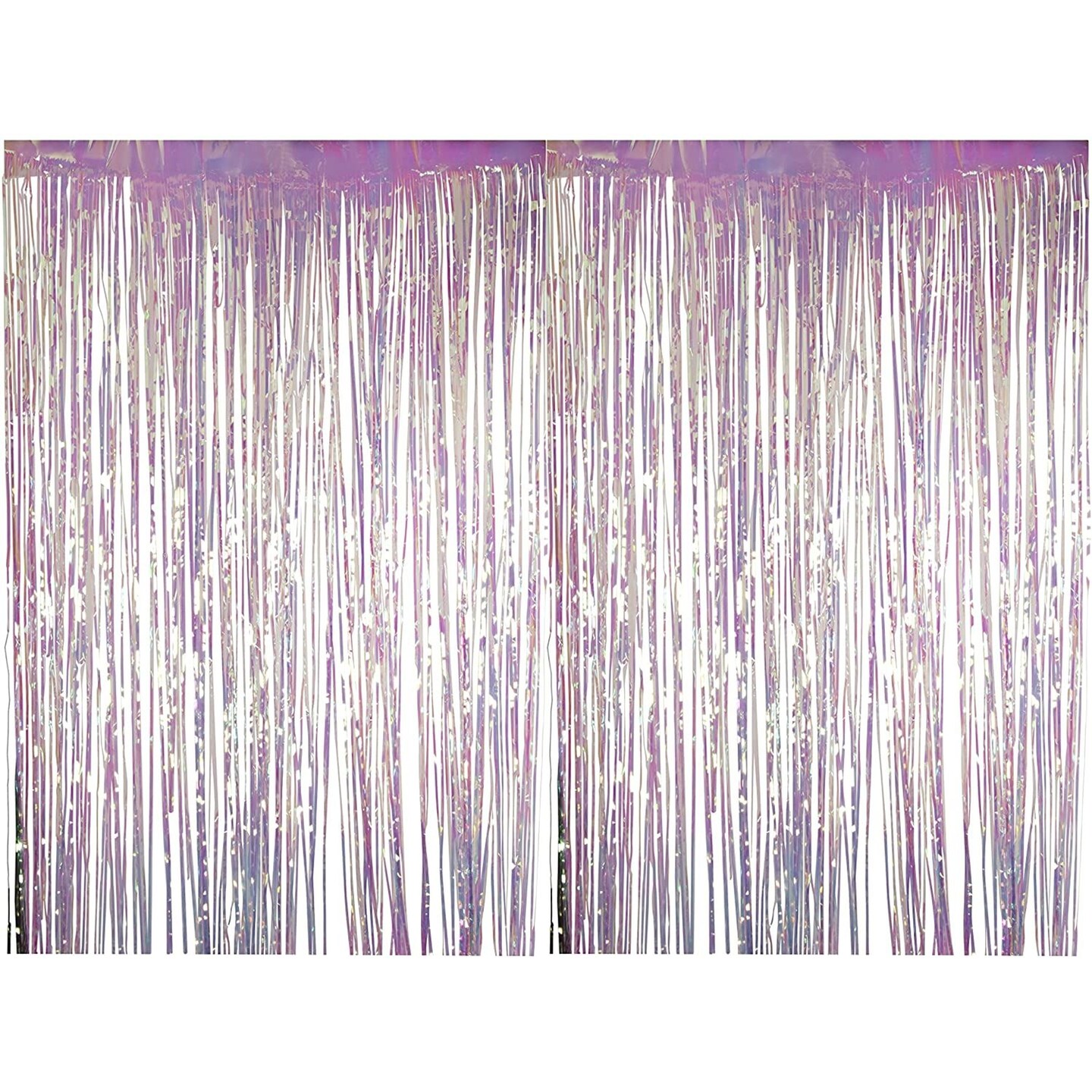 Foil Fringe Curtains - 2-Pack Holographic Foil Curtain, Metallic Tinsel Foil Fringe Curtain for Wedding Photo Backdrop, Birthday Party Decoration, Photo-Booth Background, 8 x 3 Feet
