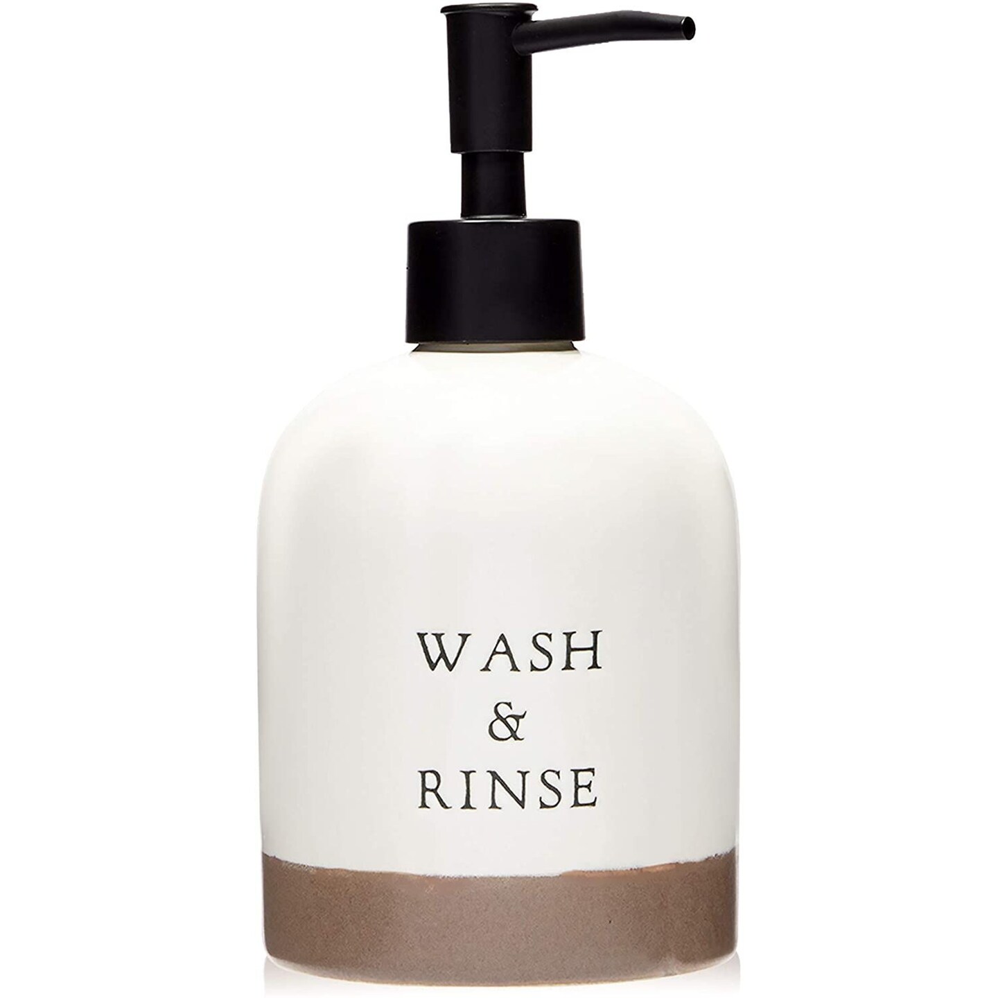Farmlyn Creek Ceramic Soap Dispenser, Rustic Bathroom D&#xE9;cor, Wash and Rinse (14 Oz)