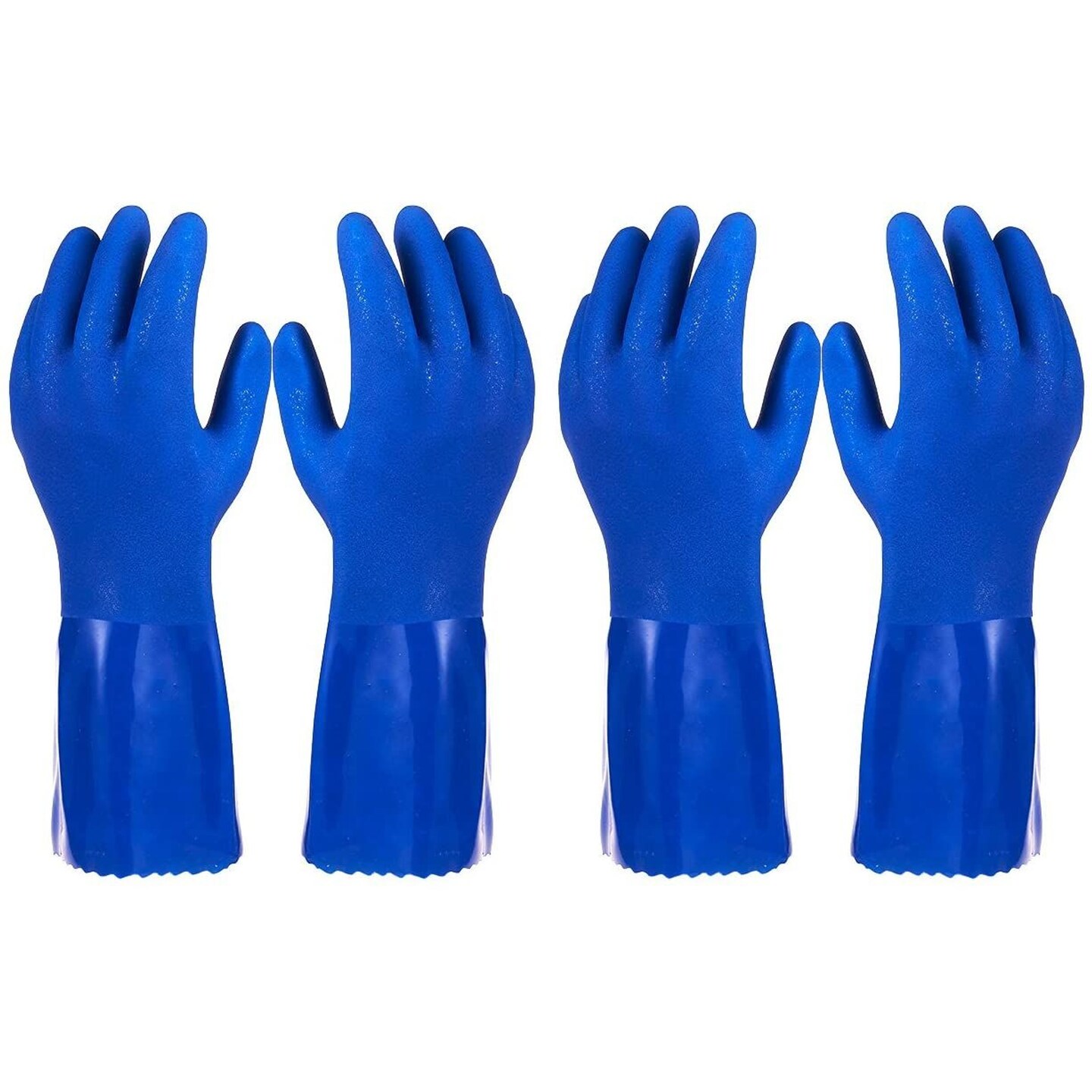 Juvale Cleaning & Kitchen Gloves for Women - 2 Pairs, Medium, Blue, Cotton Lined - Heavy Duty Rubber Gloves for Dishwashing, Waterproof & Reusable