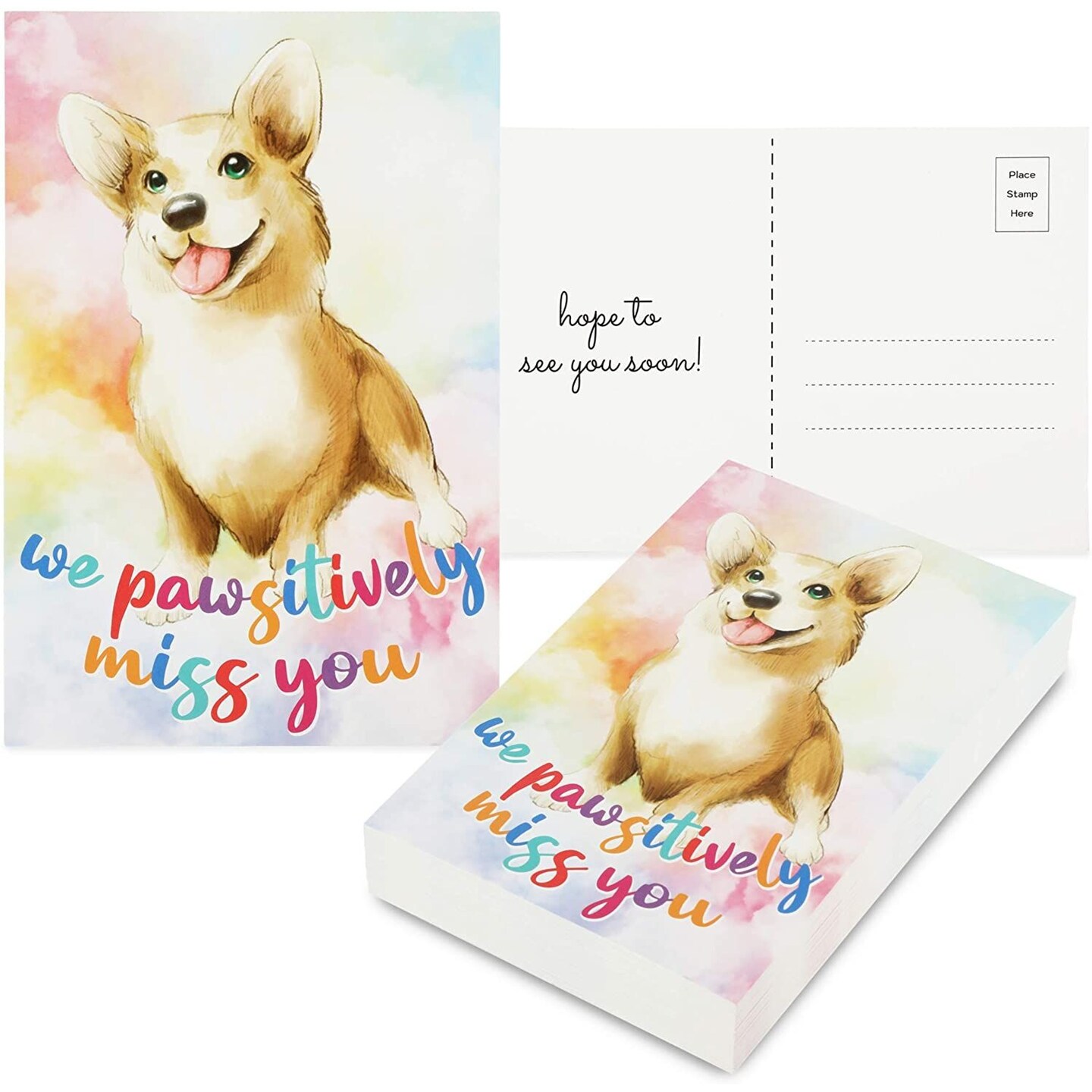 We Pawsitively Miss You Postcards, Attendance Postcard (4 x 6 In, 48 Pack)