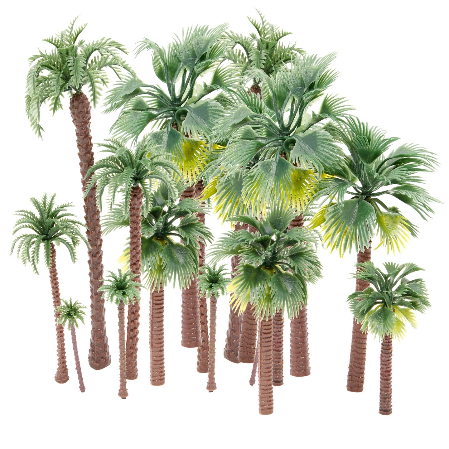 Miniature Palm Trees for Dioramas, Models, Crafts Decorating (3 Styles, 10 Sizes, 38 Pieces)