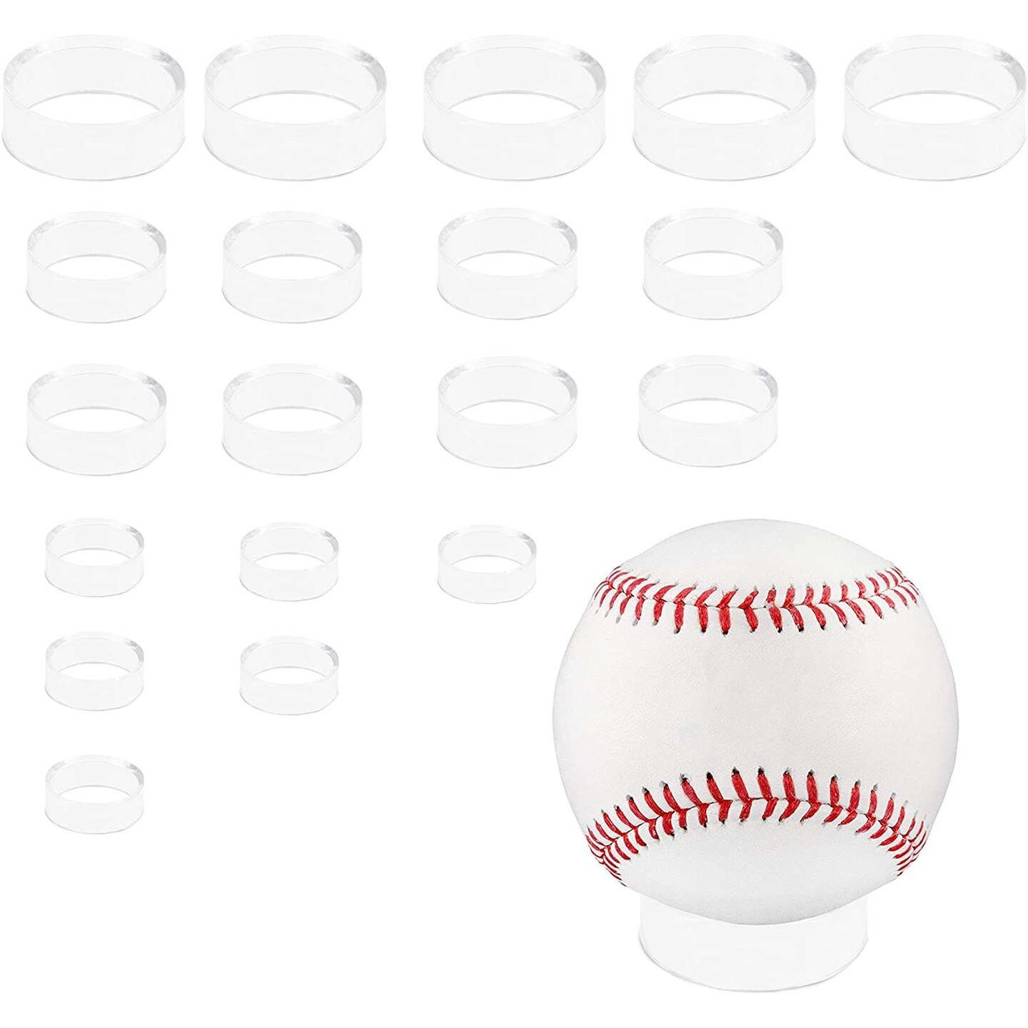 Juvale Acrylic Ring Ornament Display Stand for Balls, Spheres (3 Sizes, 20 Pieces)