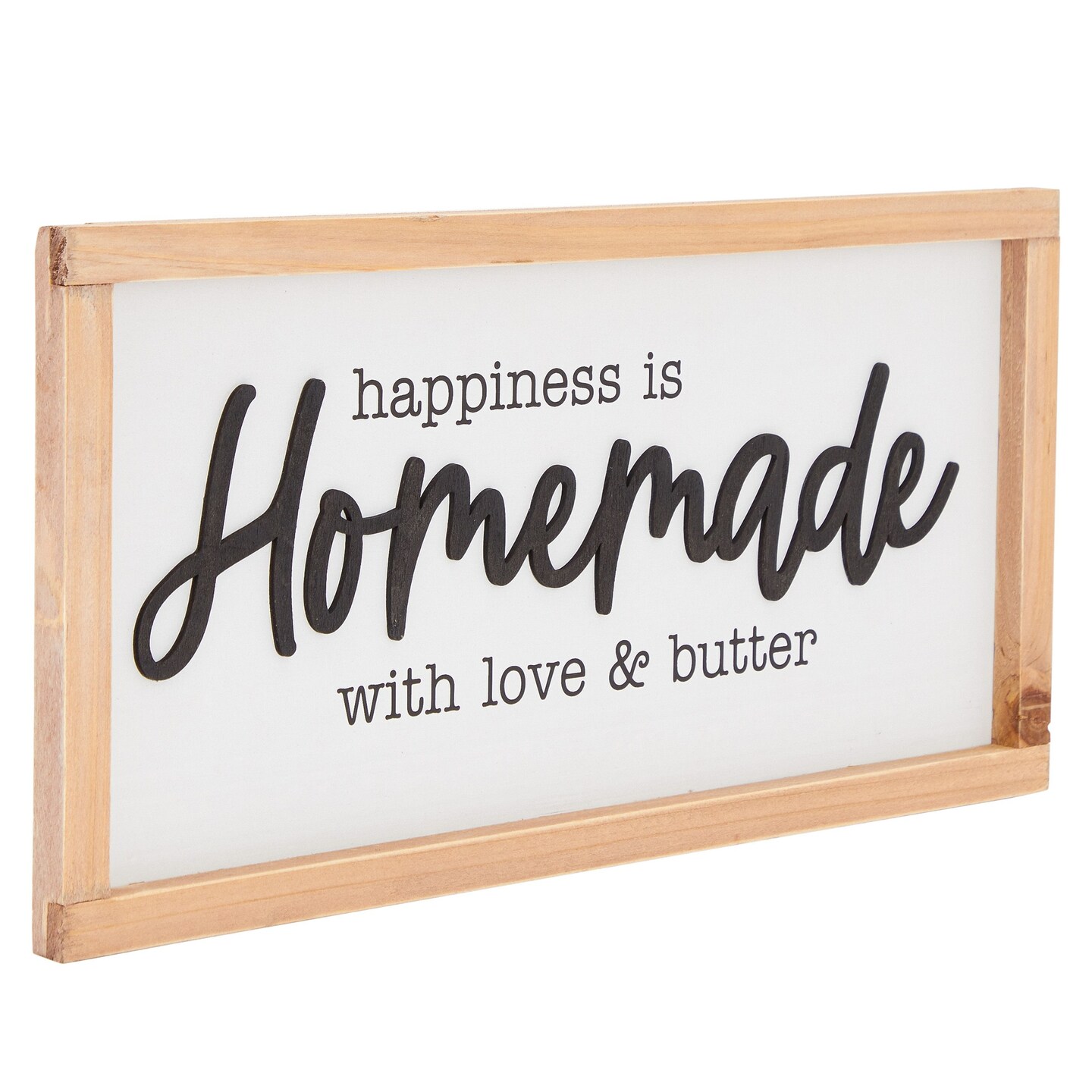Wooden Happiness is Homemade Sign for Farmhouse Style and Rustic Kitchen Wall Decor (16 x 8 In)