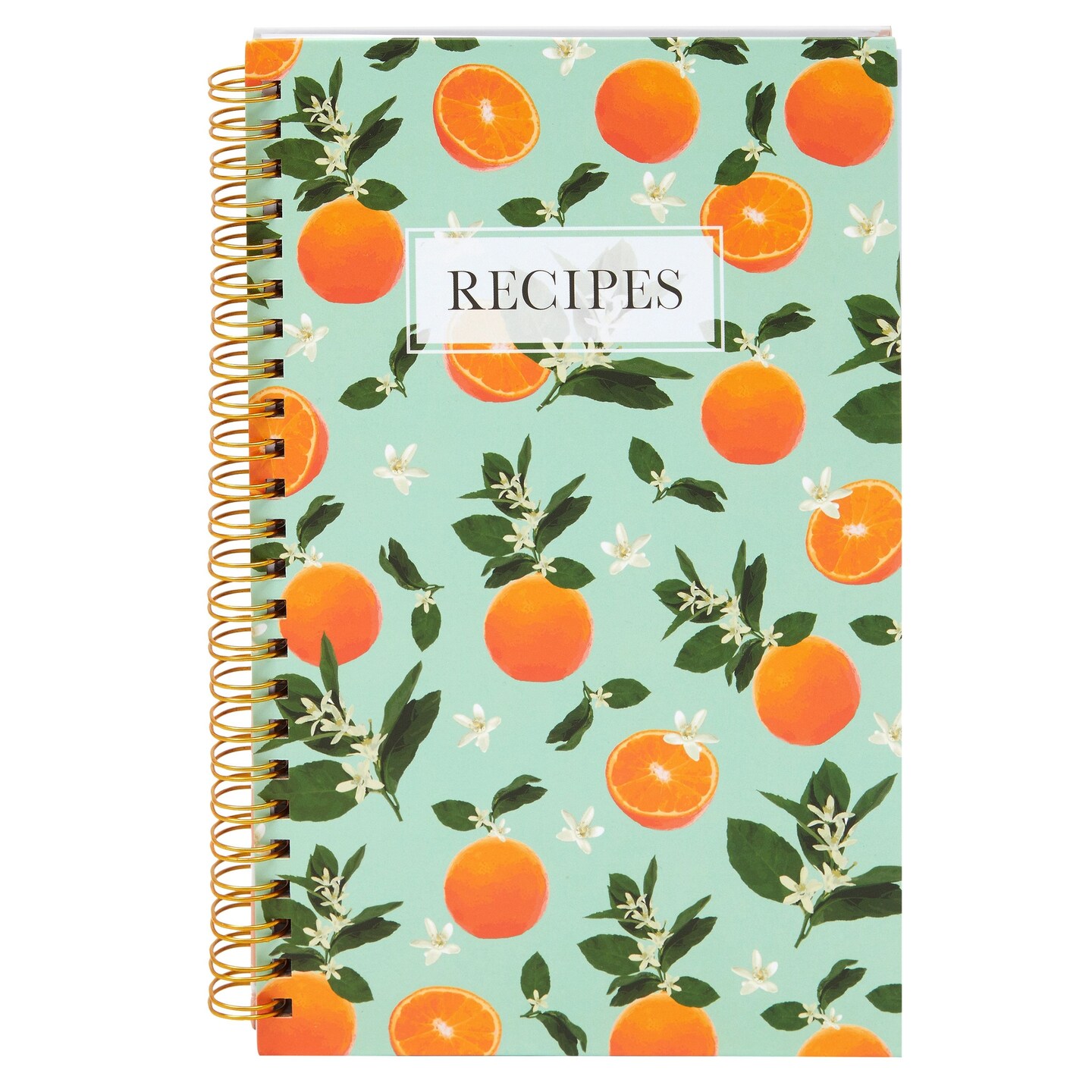 Pipilo Press Blank Recipe Book to Write in Your Own Recipes, 120 Pages, 8 Sections, Floral and Orange Theme, Laminated Hardcover (5.5 x 8.5 In)