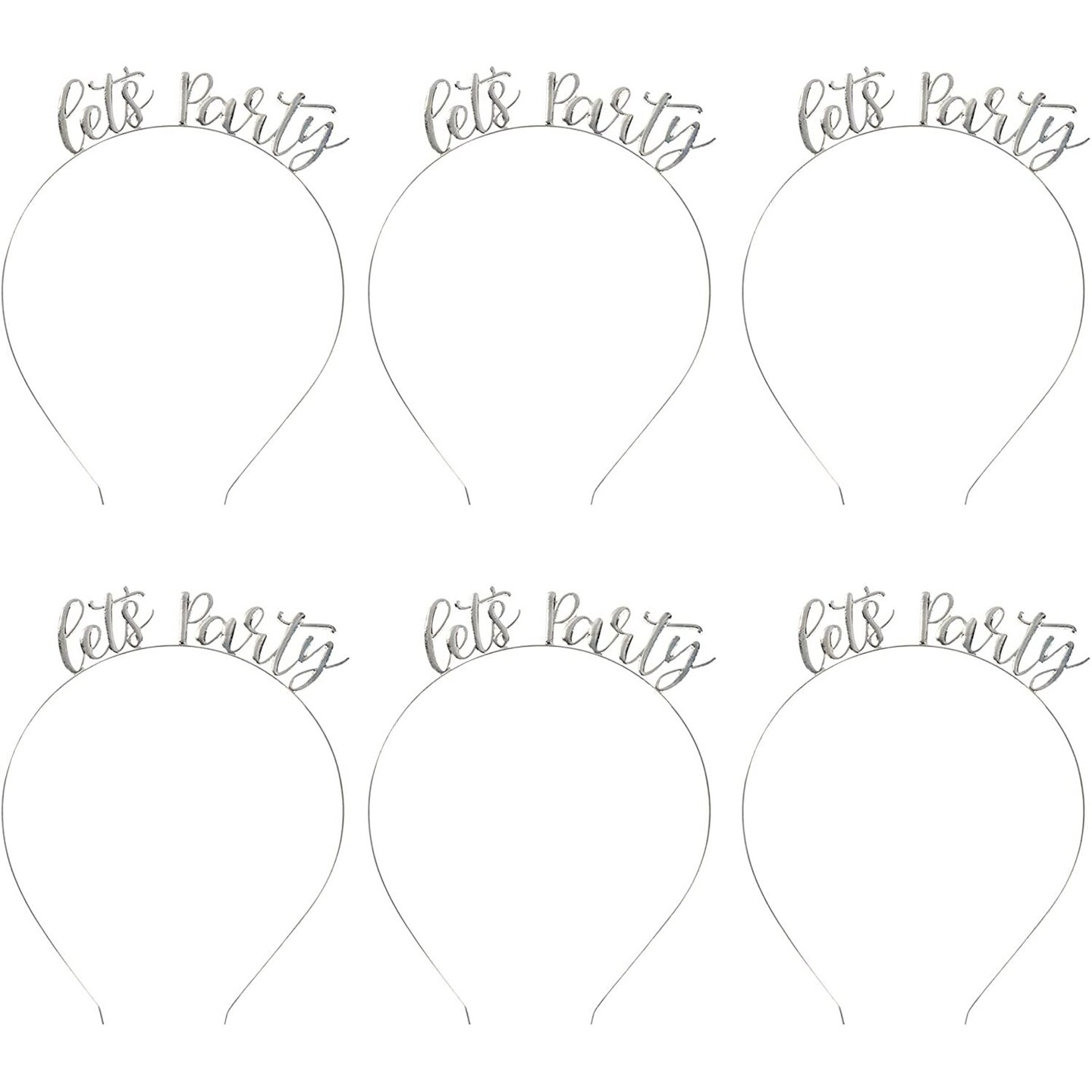 Let's Party Headbands, Fits Teens and Adults (6 Pack) Metallic, Silver