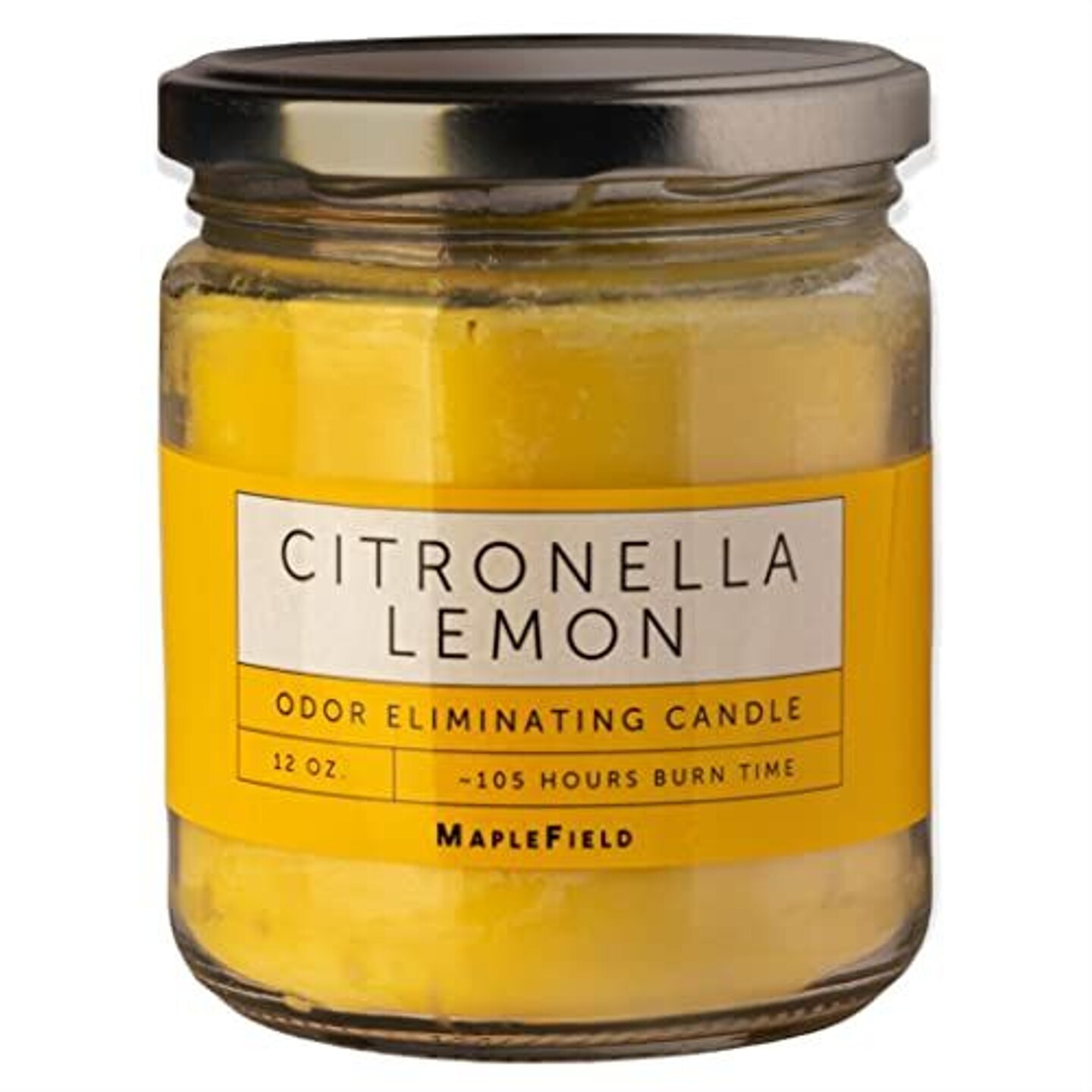 Odor Eliminating Candle - Air Freshener - Eliminates Cooking, Cigarette Smoke, Pet Odors and More - 105 Hour Burn Time - 12 OZ (Citronella)