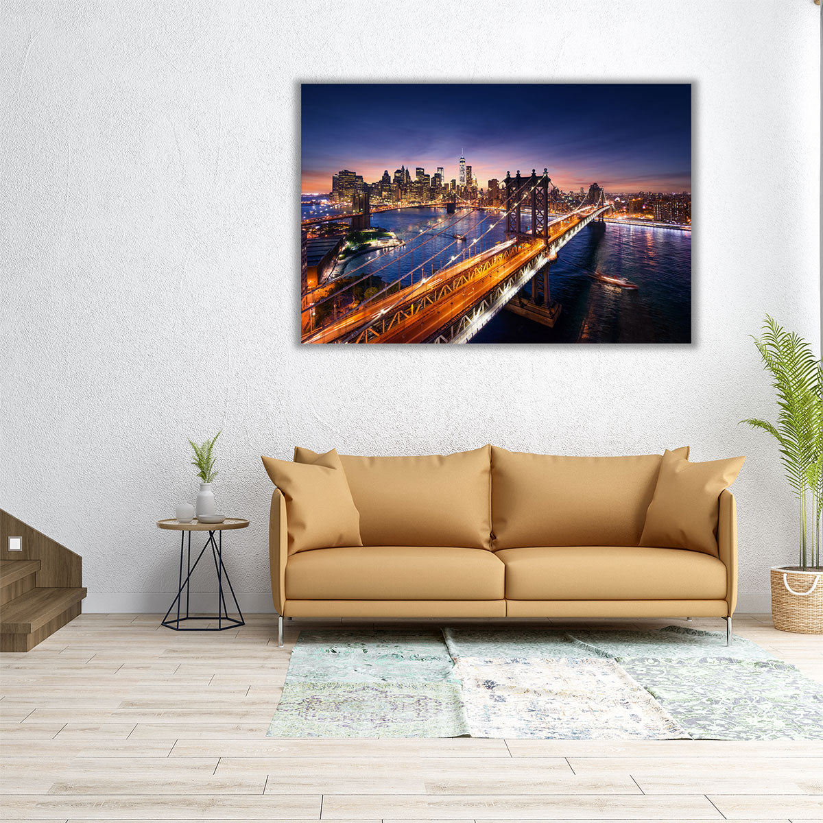 Manhattan Sunset Skyline Canvas Print – Framed Orange and Blue NYC Cityscape Photography Wall Art for Living Room Decor product 4