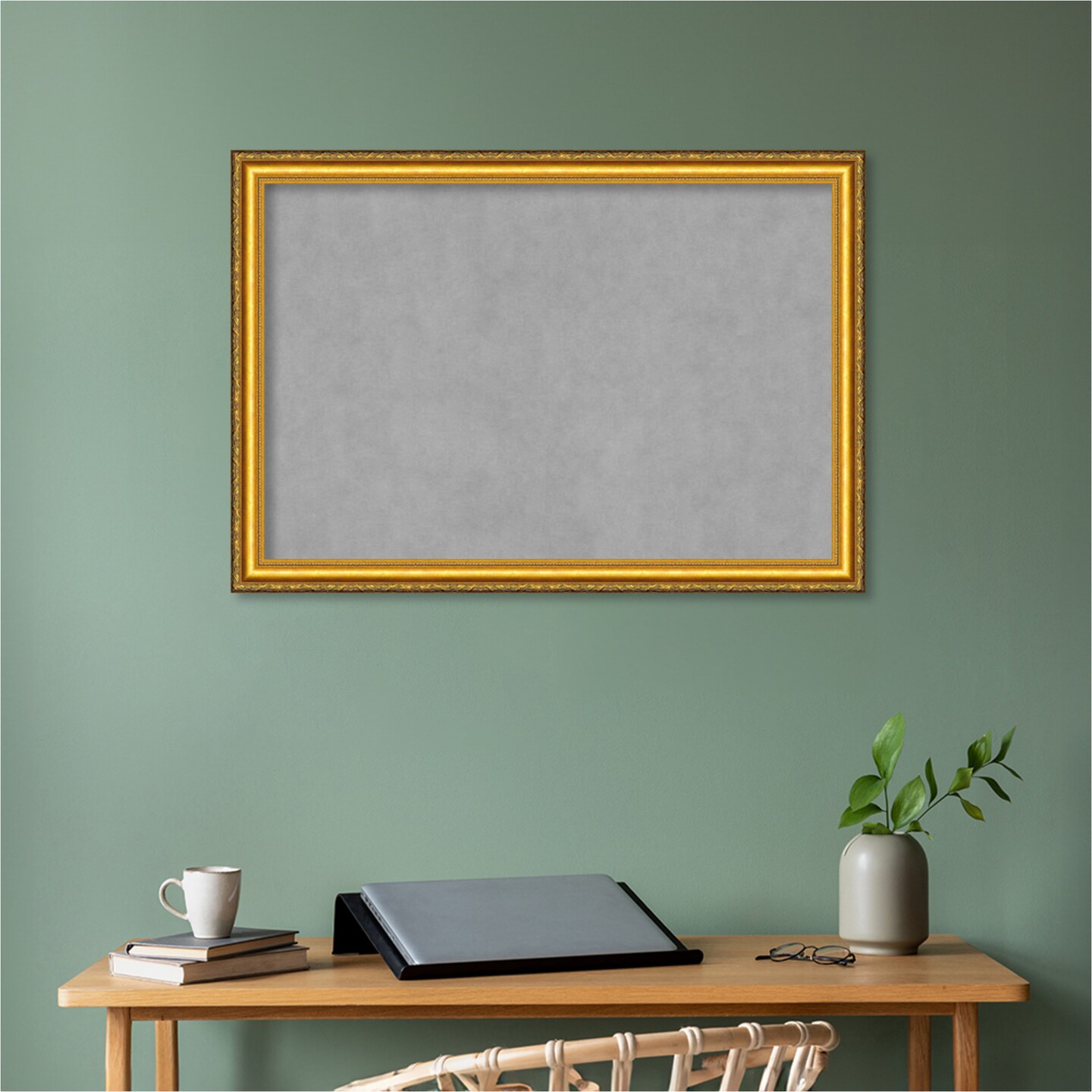 Colonial Embossed Gold Wood Framed Magnetic Board