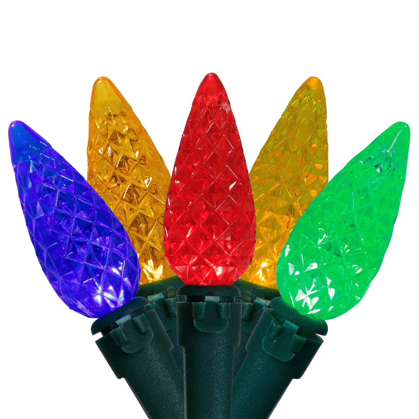 Northlight LED C6 Faceted Christmas Lights - Multicolor - 15.75’ Green Wire - 50ct