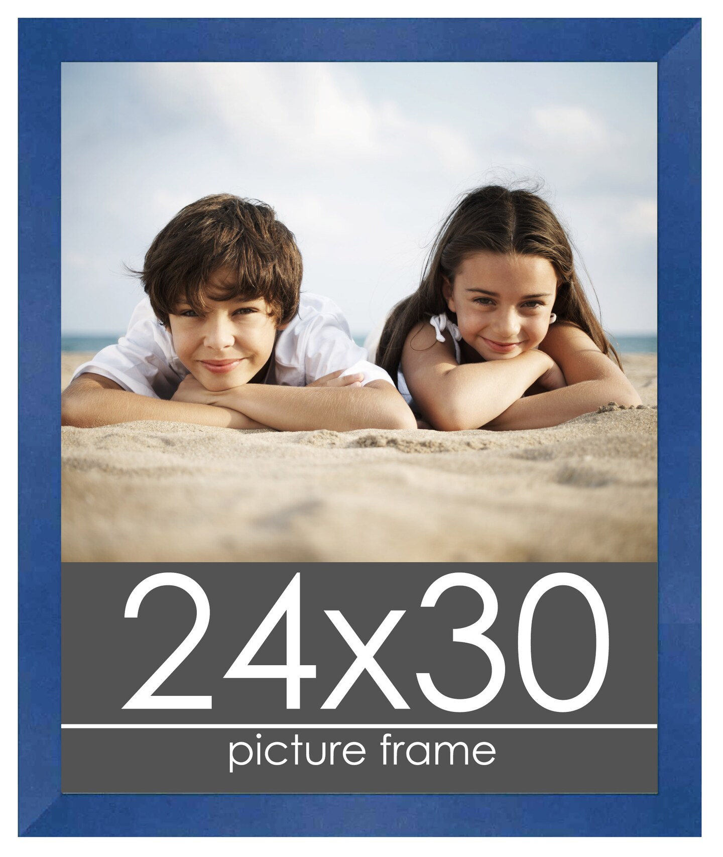 24x30 Classic Modern Blue Picture Frame - UV Acrylic, Foam Board Backing, Hanging Hardware