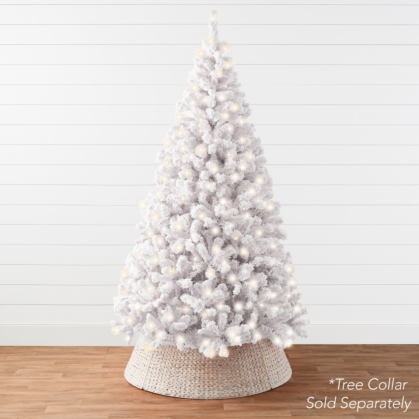 Best Choice Products Pre-Lit White Christmas Pine Tree w/ Flocked Branches, Warm-White Lights