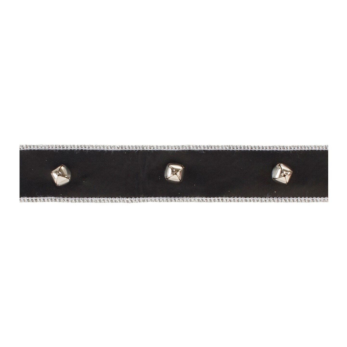 Melrose Jingle Bell Wired Christmas Craft Ribbon - 1.5&#x22; x 5 Yards - Black and Silver