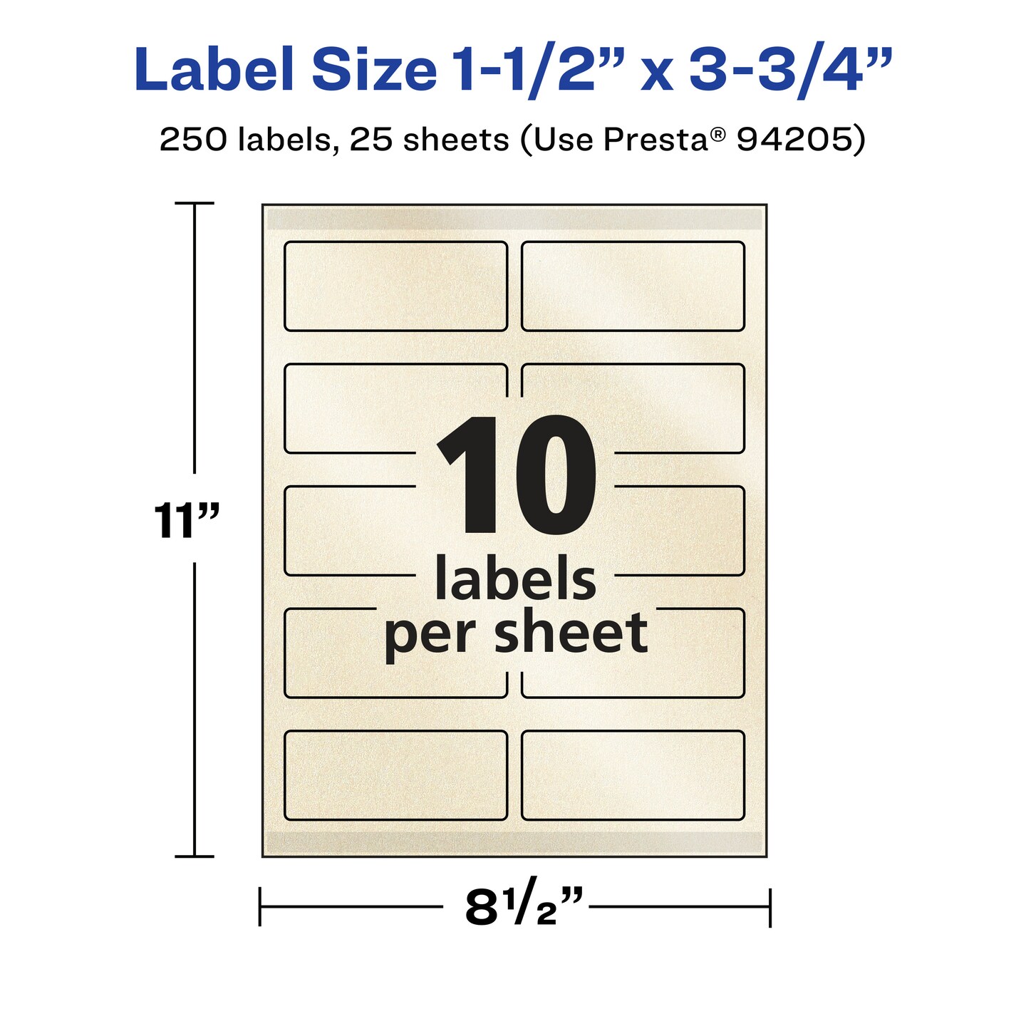 Avery Pearlized Ivory Rectangle Labels with Sure Feed Technology, Print-to-the-Edge, 1.5" x 3.75"