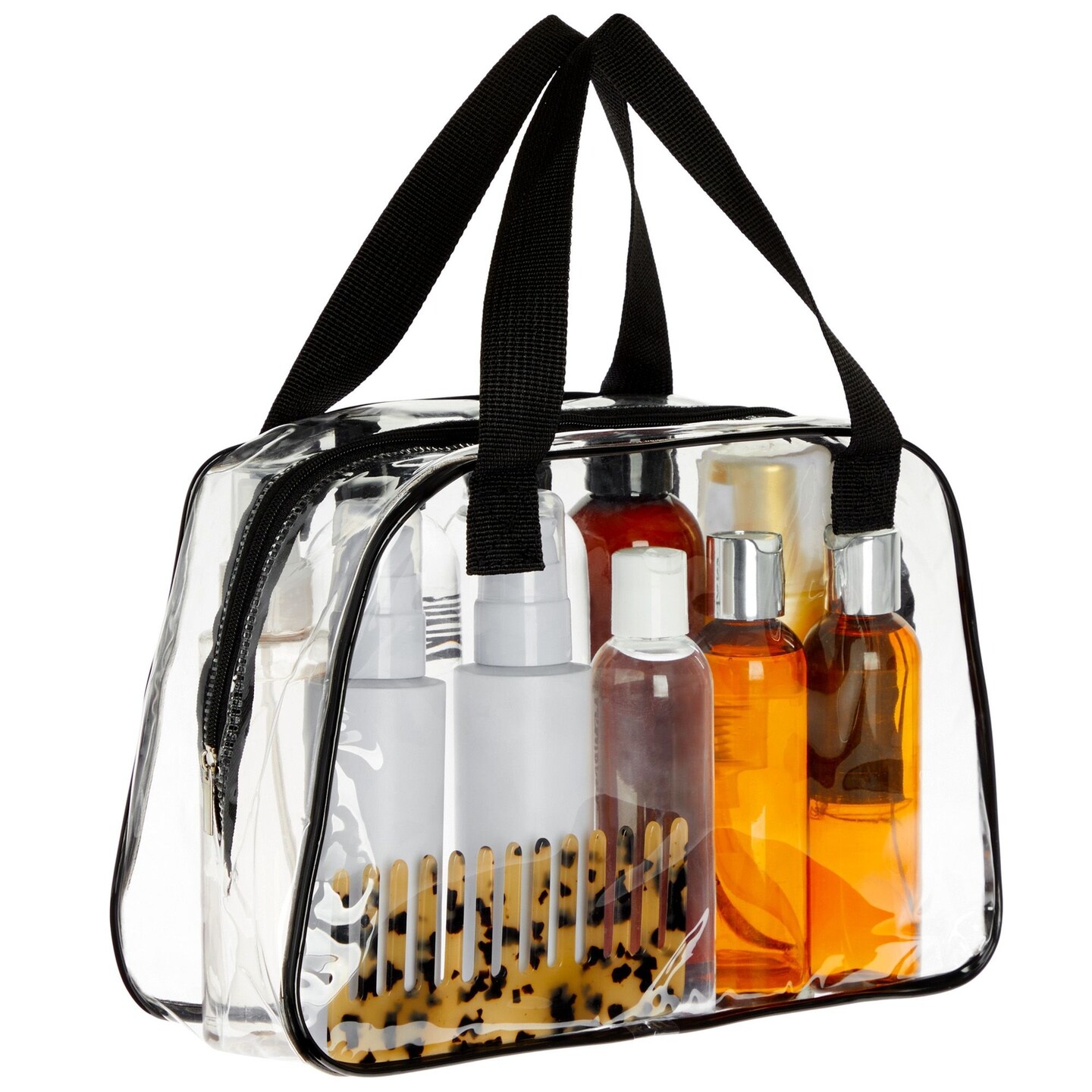 Clear Stadium Approved Tote Bag, 11x4x7-Inch Transparent Plastic Bag with Zippers, Handles for Concerts, Sporting Events, Music Festivals, Work, School, and Gym