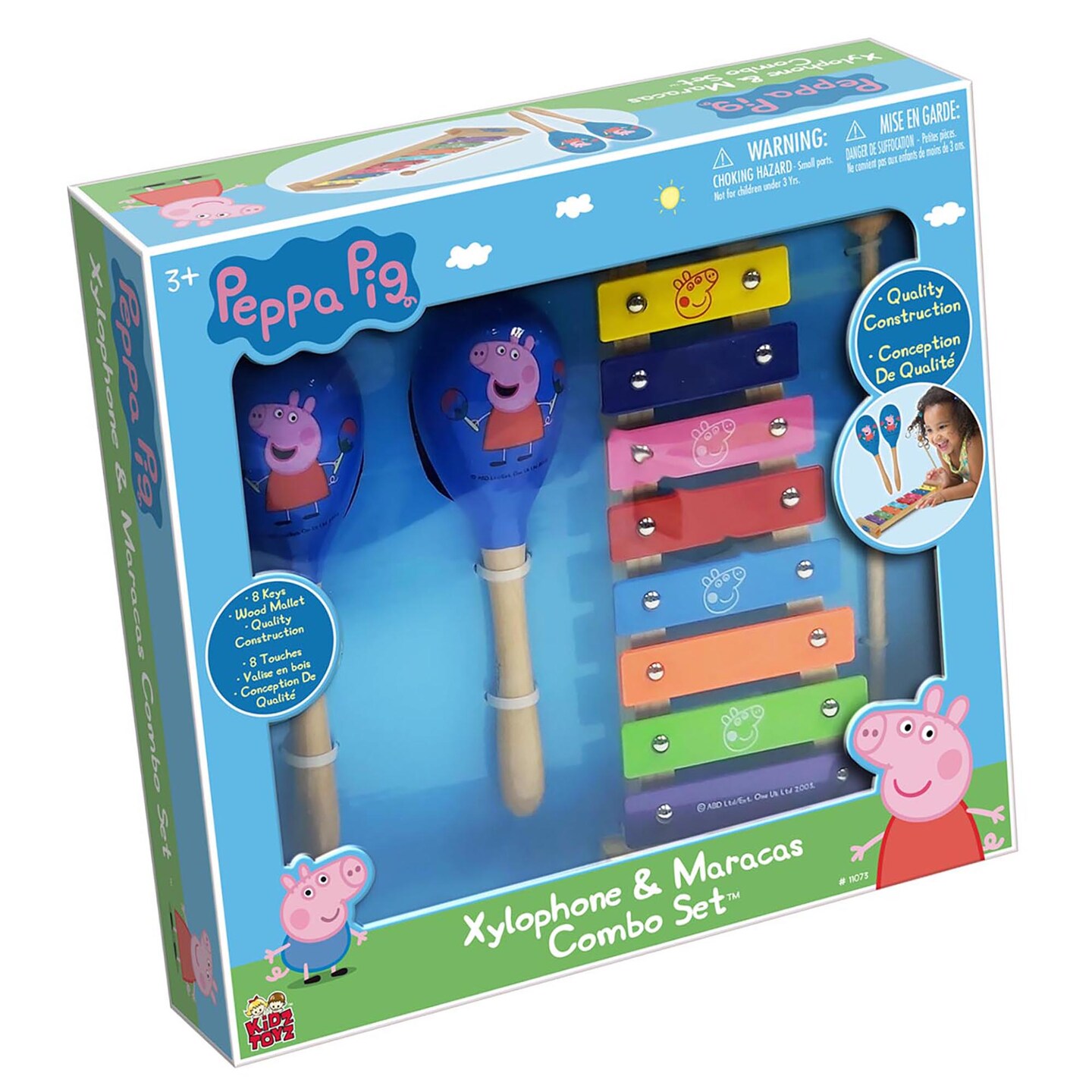 Peppa Pig: Wood Xylophone &#x26; Maracas Combo Set - 8 Notes &#x26; Keys, Childrens Musical Instruments, Includes: Wooden Mallet &#x26; 2 Wooden Maracas, Educational Music Toys For Toddler &#x26; Preschoolers, Percussion Learning Kit, No Batteries Required, Kids Ages 3+