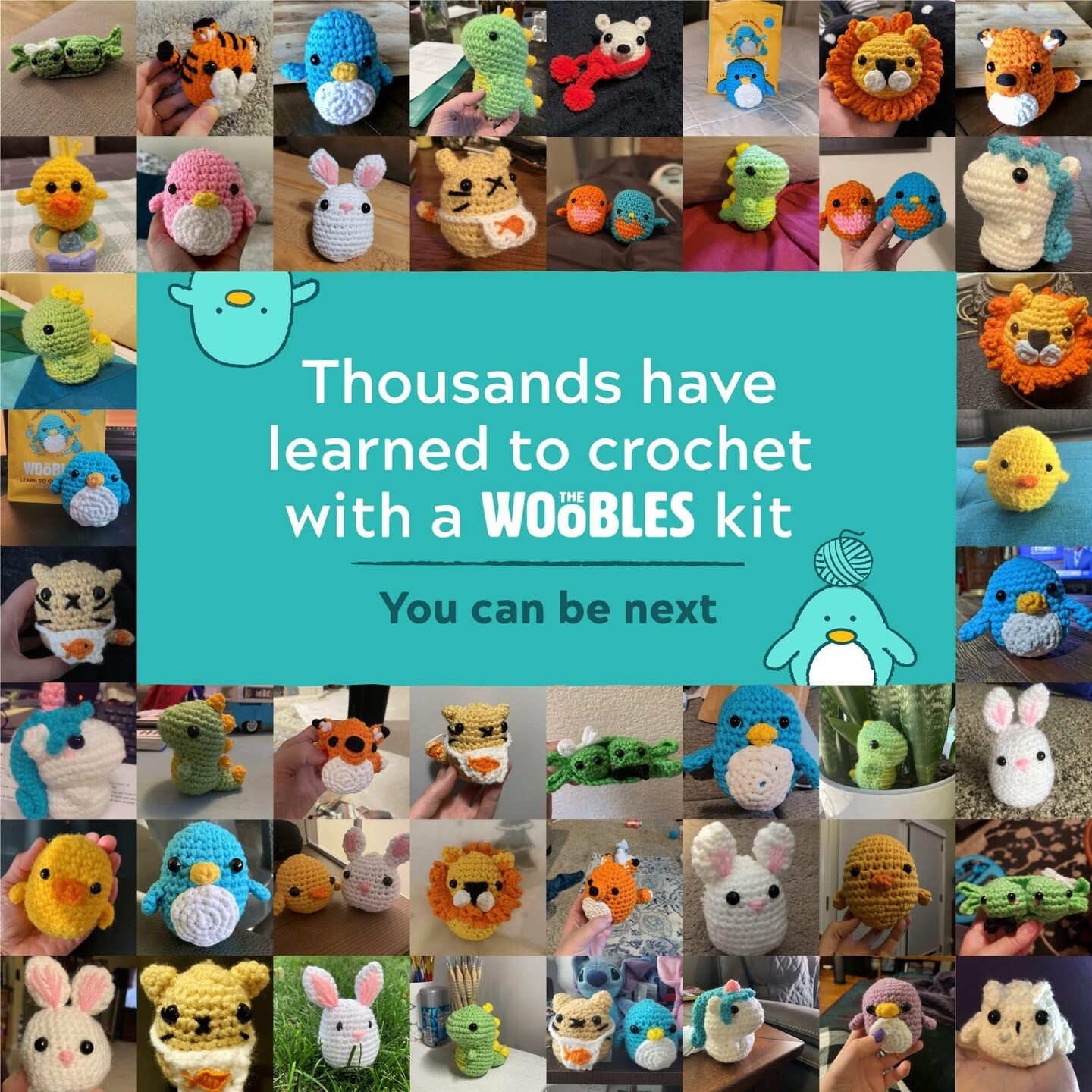 The Woobles Beginners Crochet Kit with Easy Peasy Yarn as seen on Shark Tank - with Step-by-Step Video Tutorials - Fred The Dinosaur