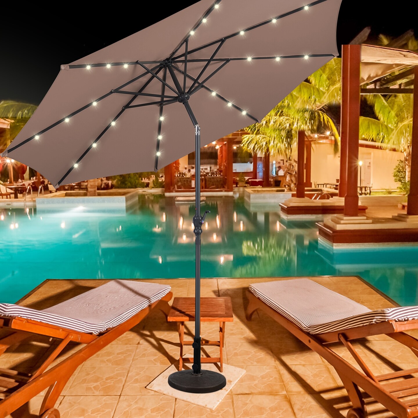 10ft Patio Umbrella with Crank and Solar LED Lights for Outdoor Use, Color: Tan | Michaels 10ft Patio Umbrella with Crank and Solar LED Lights for Outdoor Use, Color: Tan | Michaels