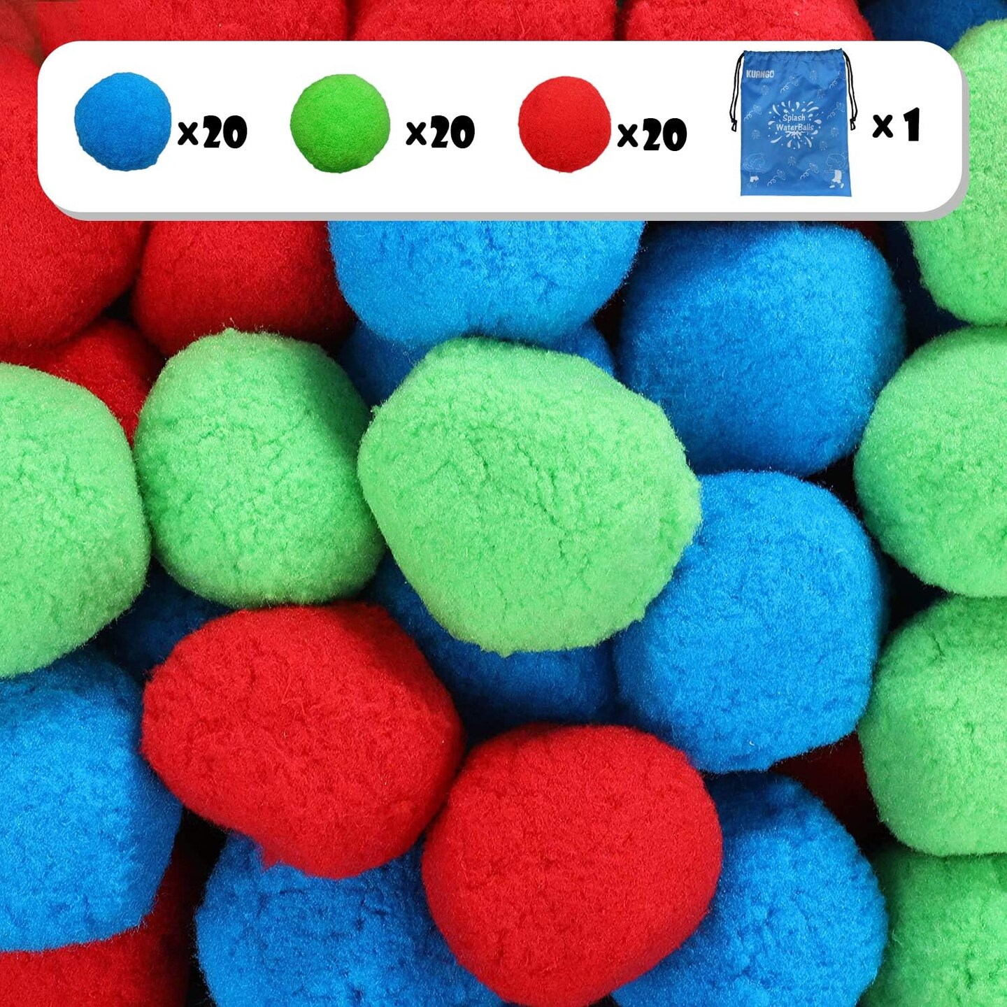 60 Reusable Cotton Water Balls Outdoor Toys for Kids 4-8 8-12