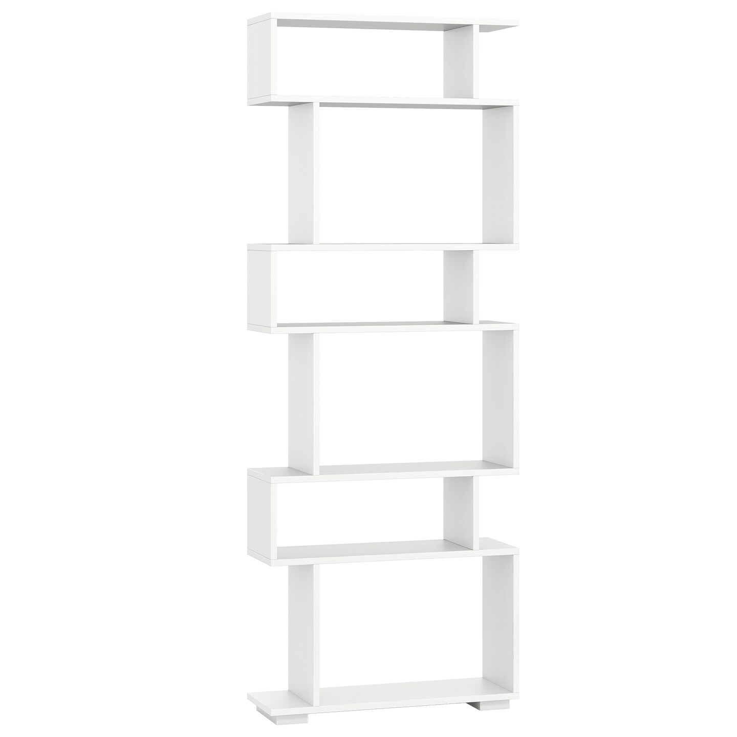 6-Tier Modern Wooden Bookshelf with Geometric S-Shape Design Bedroom or Living Room