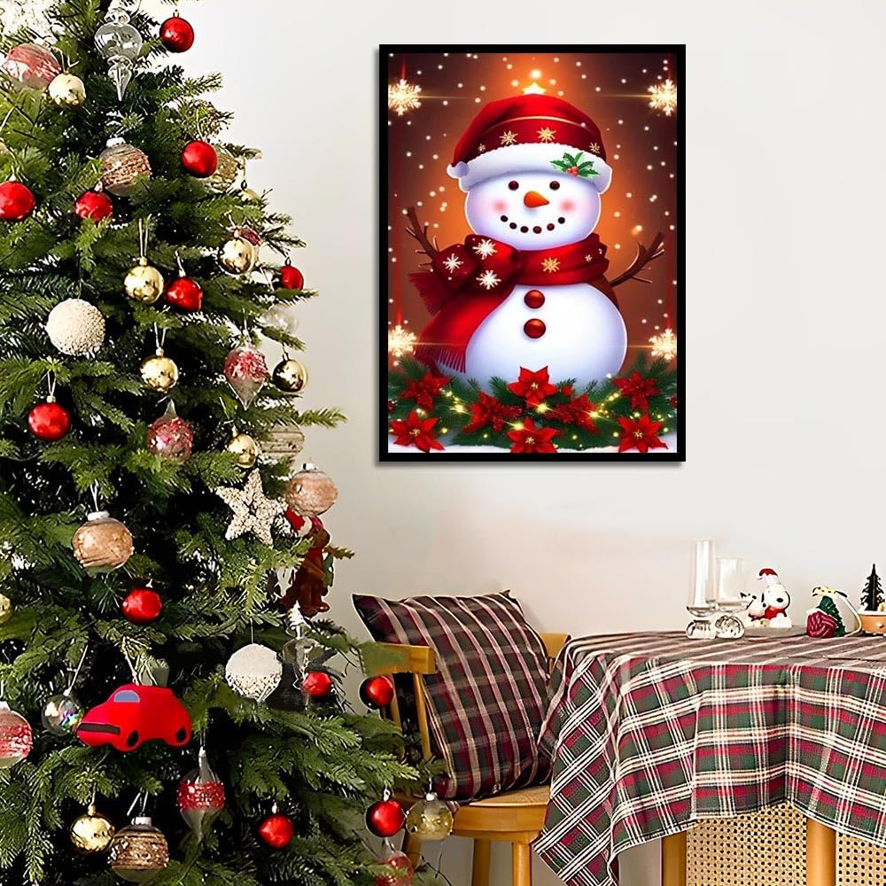 Christmas Diamond Painting Kits, Snowman Diamond Art Kits for Adults, 5d Diamond Painting Kits for Adults,Gem Art with Diamond Painting for Home Wall Decor 12 x 16inch