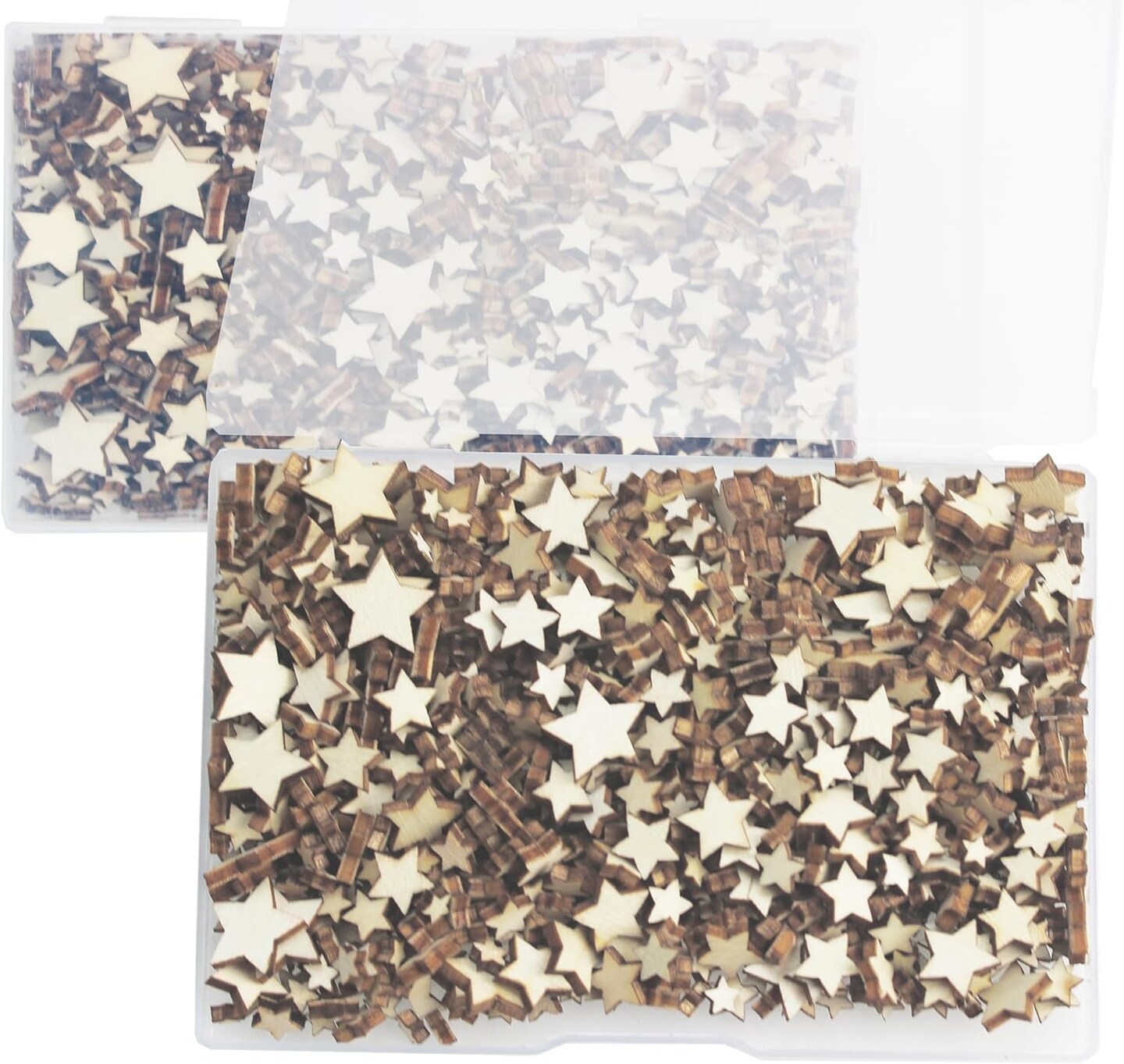 1000 Pcs Unfinished Wooden Stars – Mixed Sizes 6–15 mm, Blank Wood Cutouts for DIY Crafts, Embellishments & Home Décor