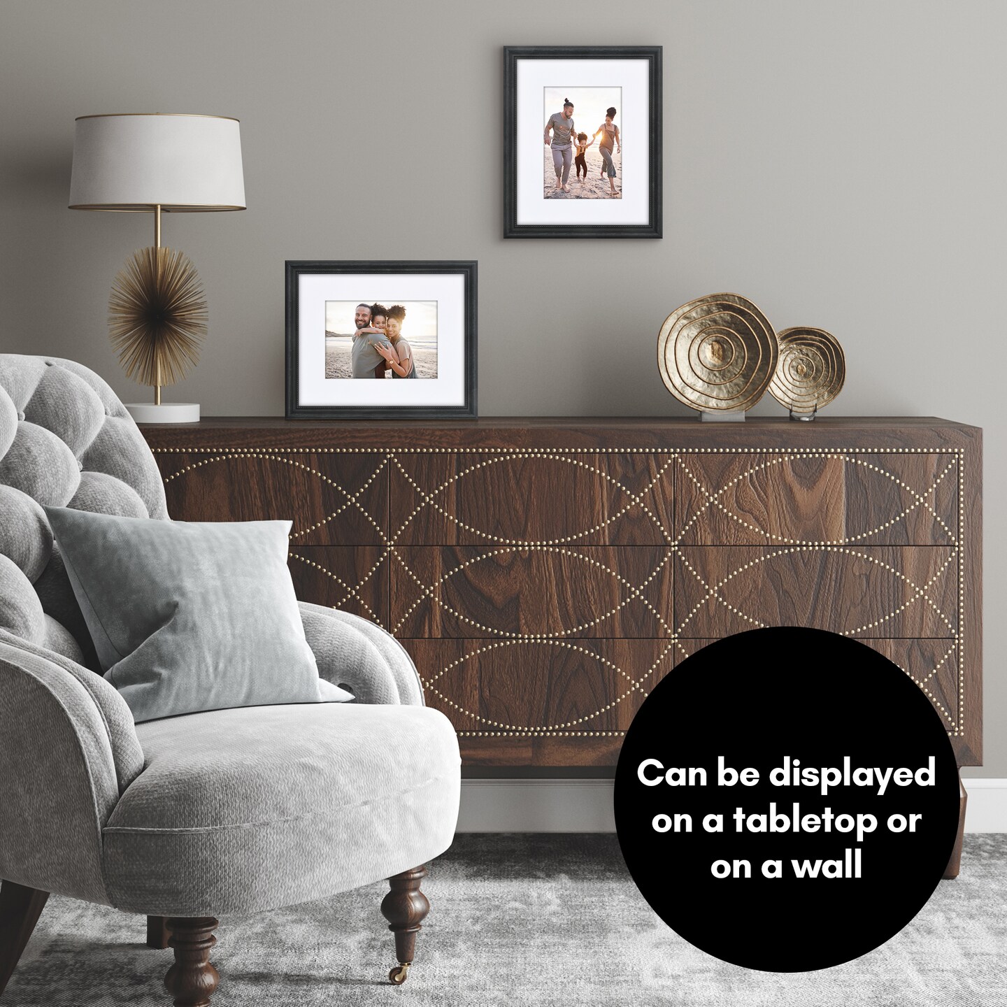 Americanflat Vintage Frames - Picture Frame with Beaded Accents - Use with Included Mat - Distressed Finish