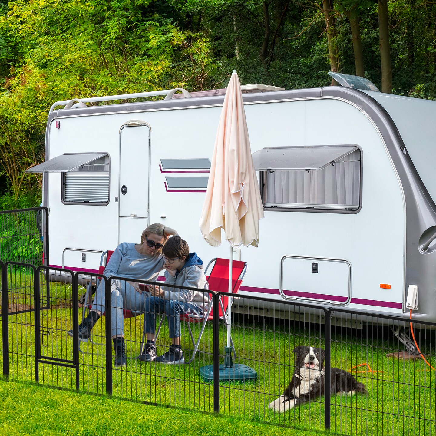 Black Metal Dog Playpen with Lockable Door and Customizable Size Options