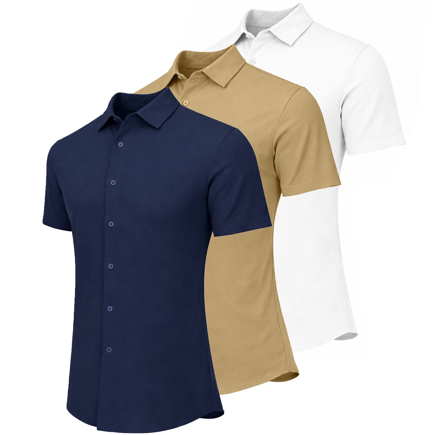 3-Pack Men's Short Sleeve Knit Button Down Shirt (Sizes, S to 3XL)