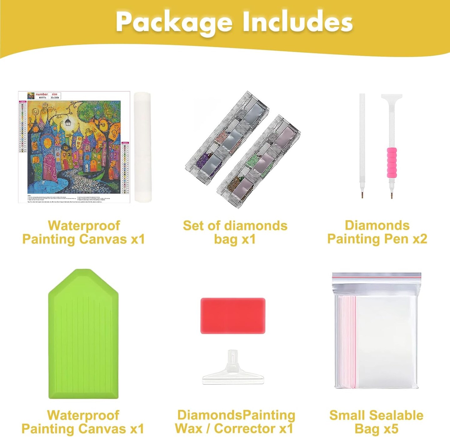 DIY Colorful Houses Diamonds Painting Kits for Adults, 5D Full Drill Diamond Art Painting Kits, Street Houses Gem Arts and Crafts for Home Wall Decor 12X12in