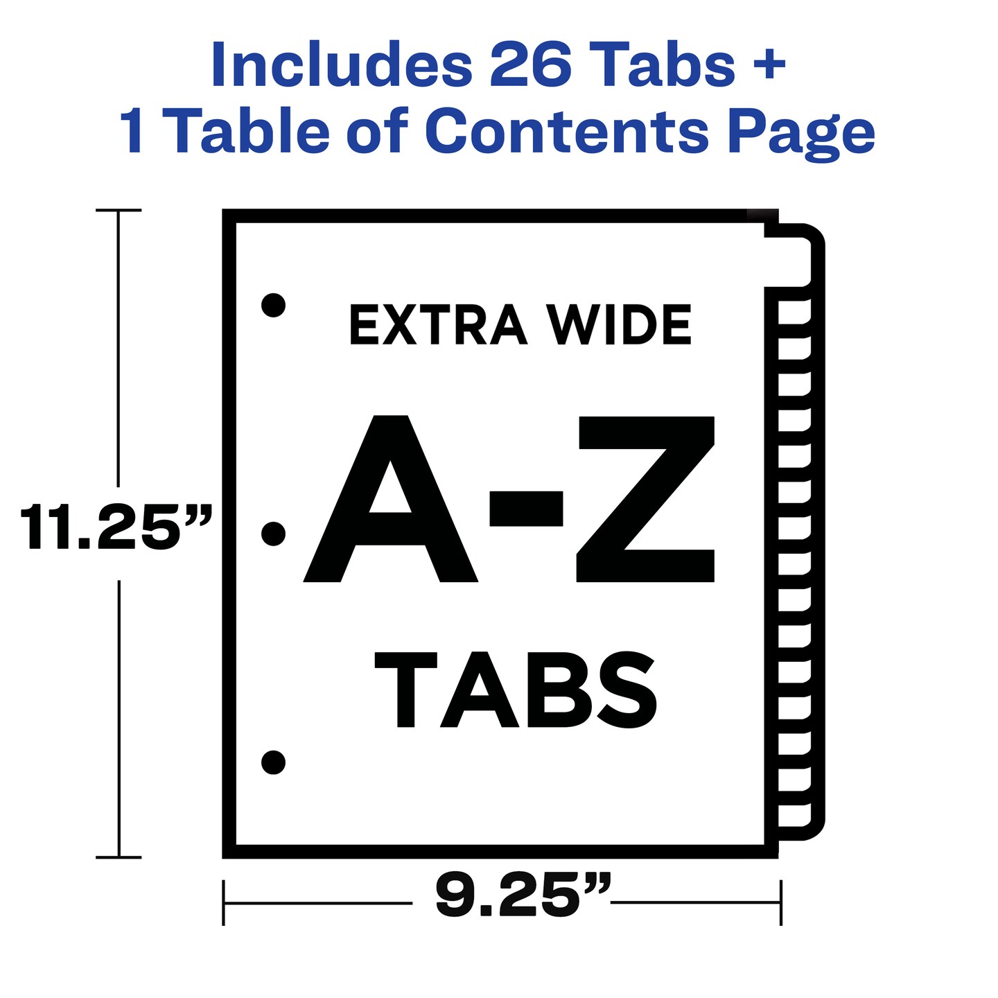 Avery Extra-Wide Dividers for 3 Ring Binders, 26 Tabs per Set, Customizable Table of Contents, Multicolor Tabs, Works Great with Sheet Protectors (11166)