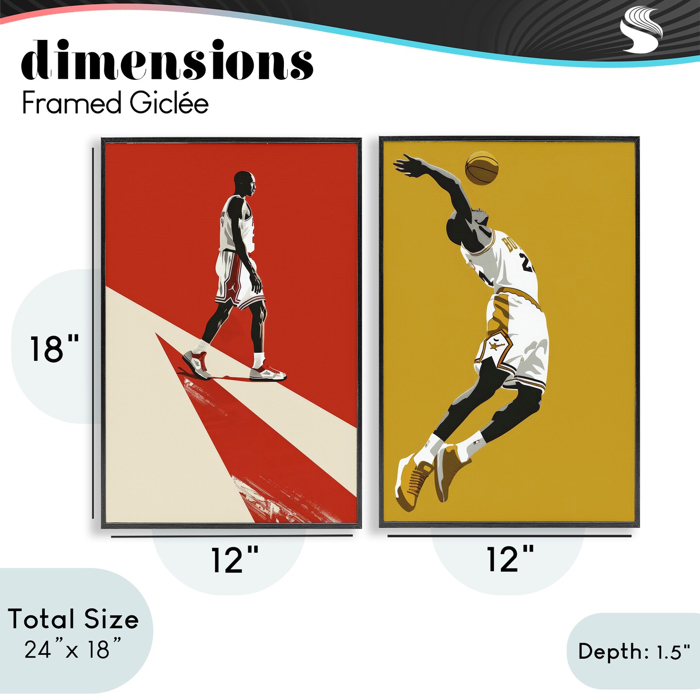 Stupell Industries Iconic NBA Champions 2pc Framed Giclee Set, design by Ray Powers