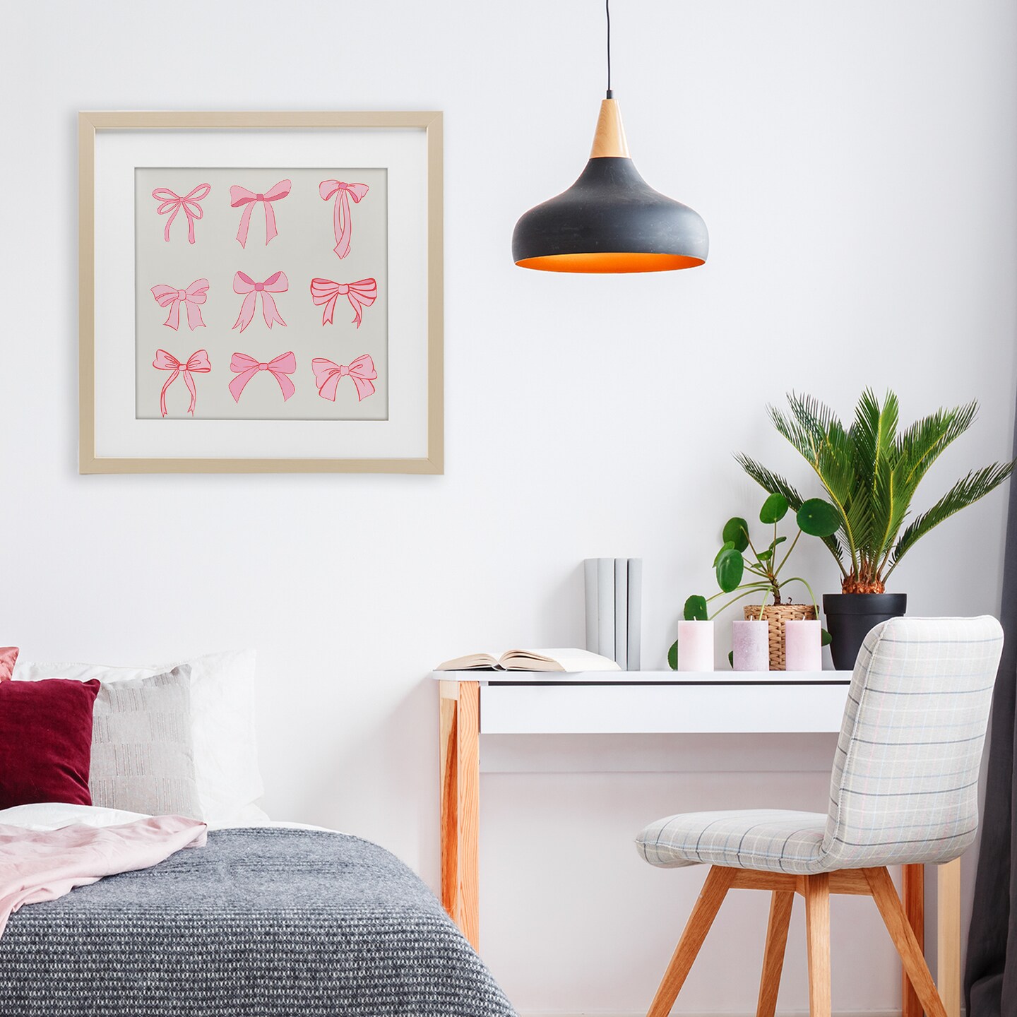 Stupell Industries Pink Coquette Ribbons Framed Print Under Glass, design by Emily Navas