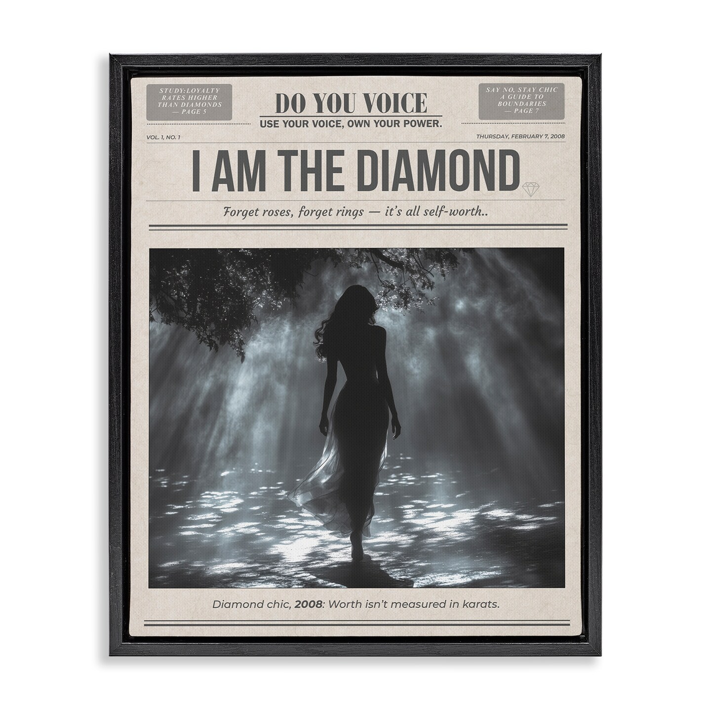 Stupell Industries Diamond Chic Newspaper Floating Frame, design by A Barefoot Stylist