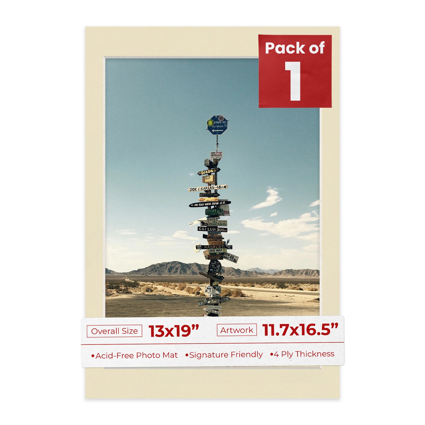 Plume Beige Mat Board for 13x19 Frames - Fits 11.7x16.5 Photos