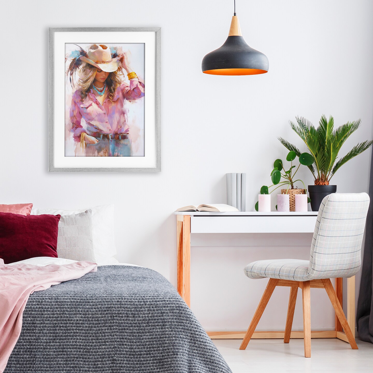 Stupell Industries Cowgirl Hat Reflections Framed Print Under Glass, design by Tina LeCour