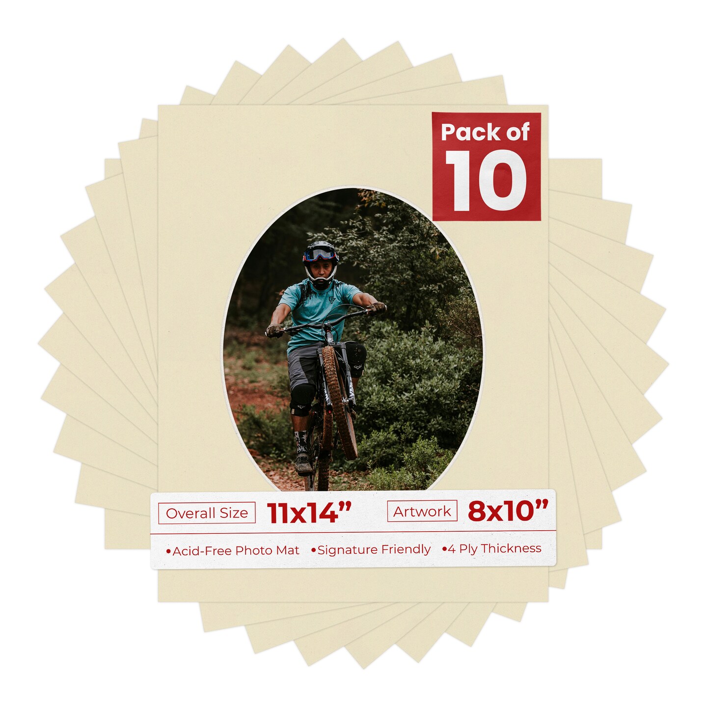 Plume Beige Mat Board for 11x14 Frames - Oval Opening for 8x10 Photos