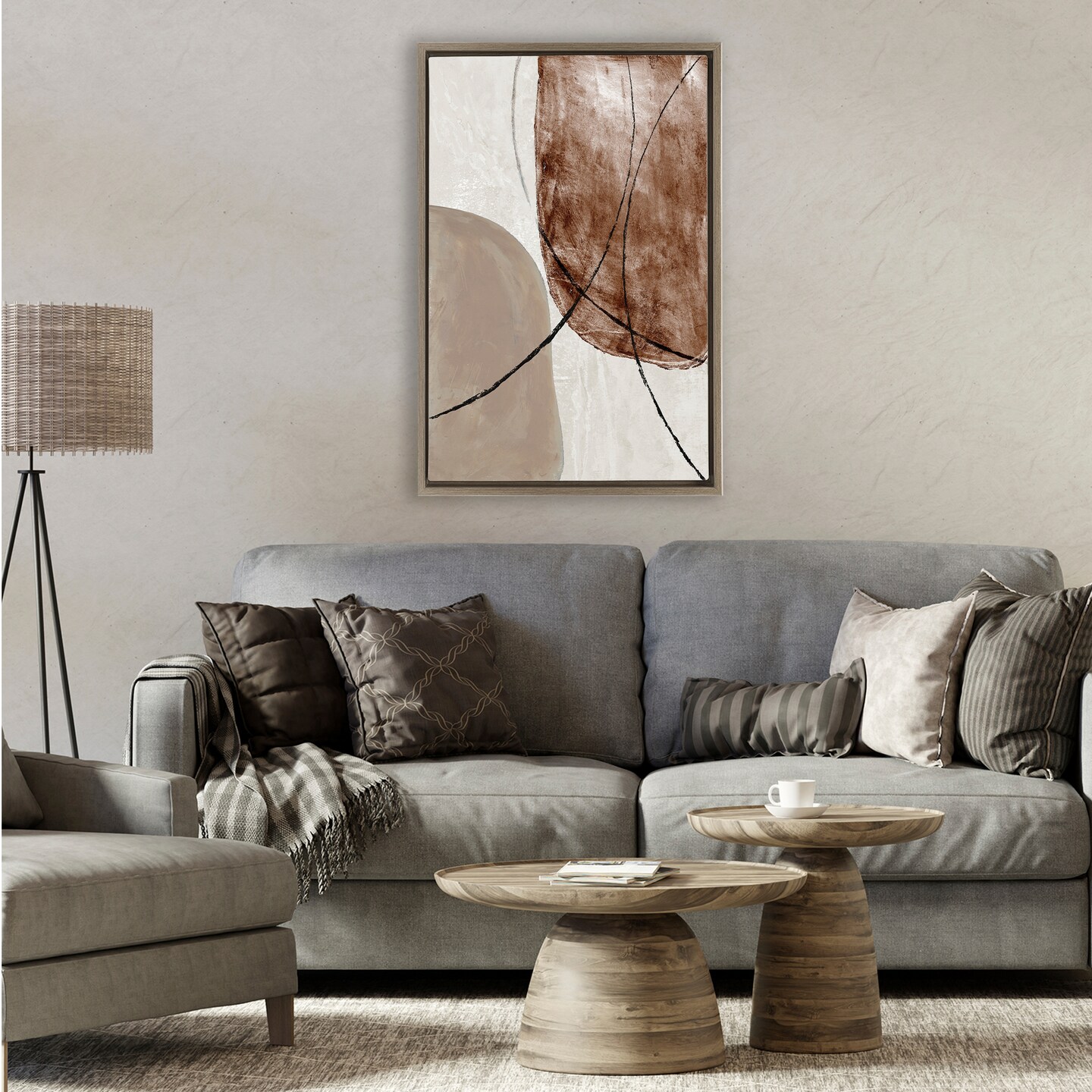 Stupell Industries Taupe & Brown Abstract Floating Frame, design by Merri Pattinian