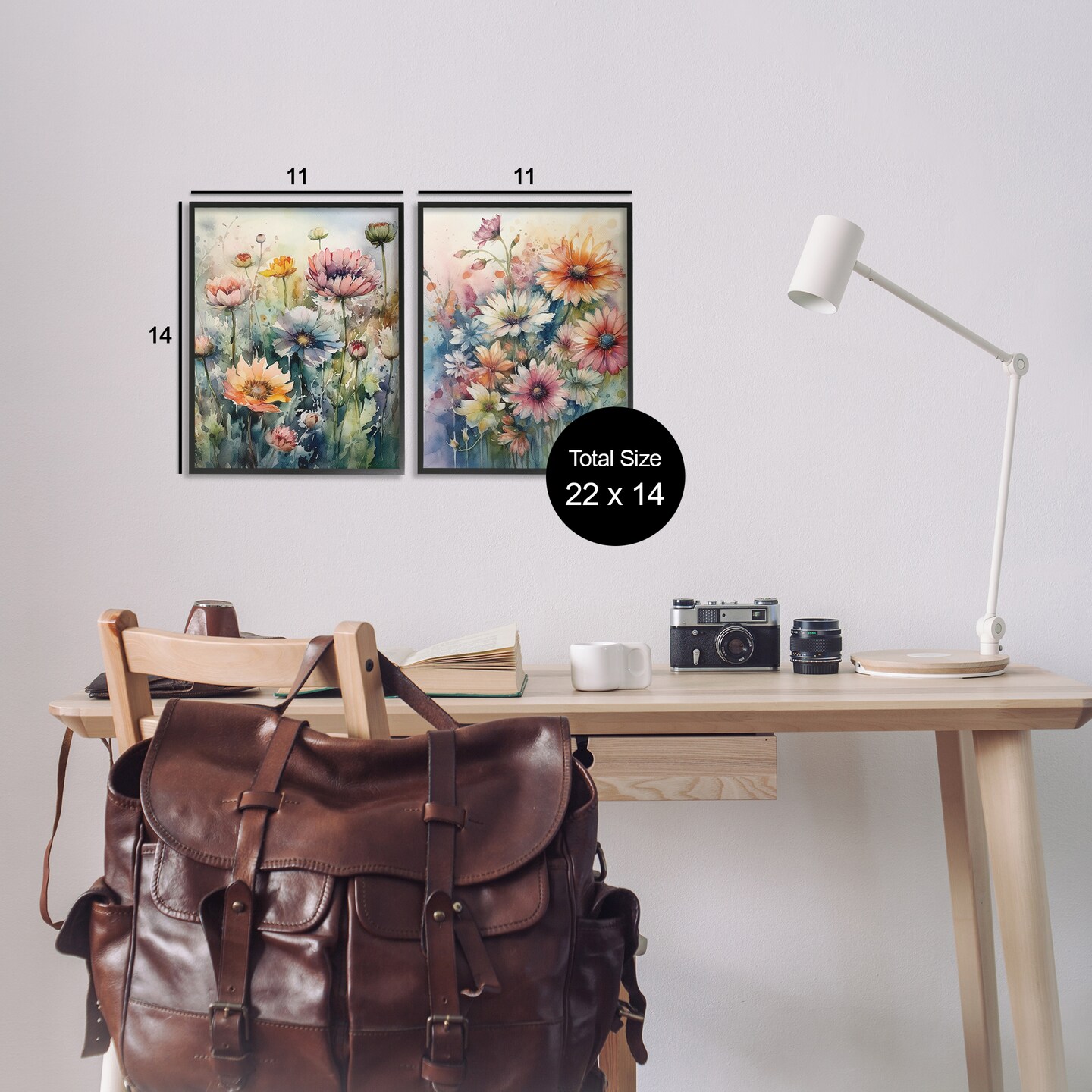 Stupell Industries Watercolor Daisy Field Flowers 2 pc Framed Giclee Wall Art Set Design by Ryley Gray