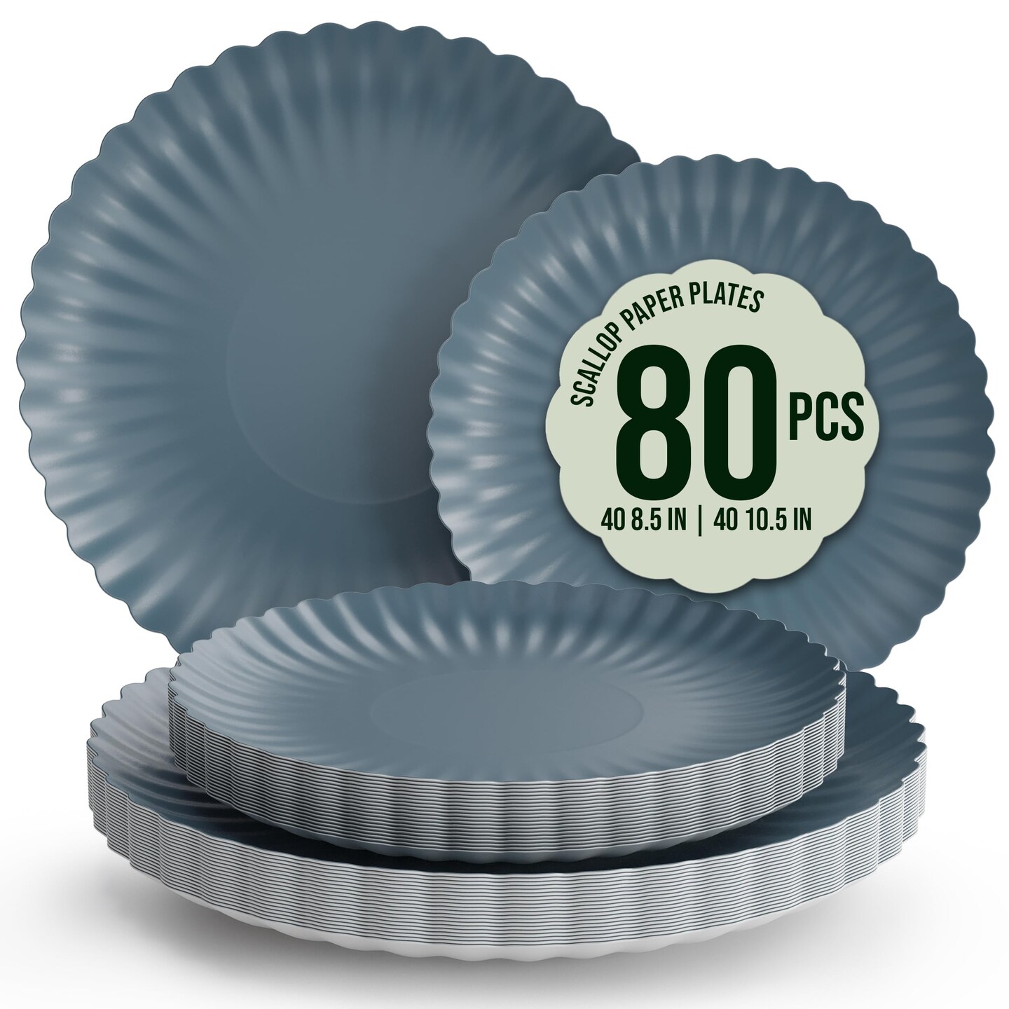Earthtrends Scalloped Paper Plates 8.5 Inch & 10.5 Inch Dinner Plate Set – Fancy Disposable Plates for Party, Wedding, Birthday, Baby Shower – Large & Small Paper Plate Set for Parties, Events, Catering – Elegant Floral Design