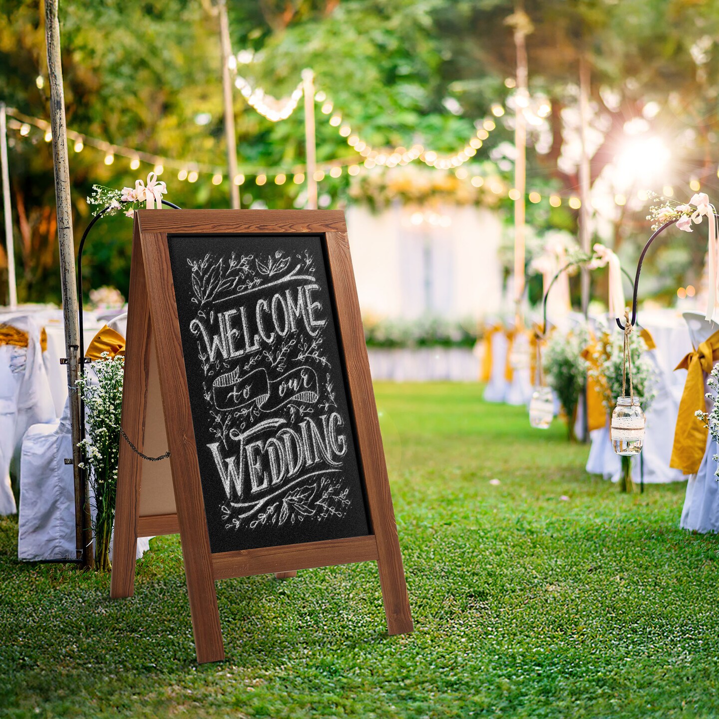 Casafield A Frame Chalkboard Sign, 40&#x22; x 20&#x22; Double-Sided Magnetic Menu Board for Restaurants, Sandwich Shops, Caf&#xE9;s, Sidewalks, Weddings