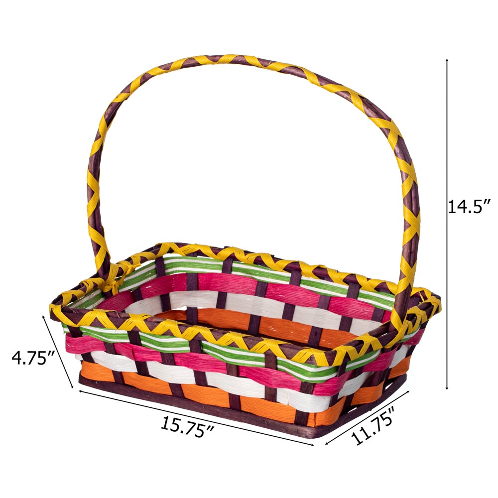 Wickerwise Vibrant Wicker Gift Basket – Versatile Woven Basket with Handle for Easter Candy, Fruit, Snacks, Garden Wedding Decor, Adult Easter Gifts, Party Favors, Kitchen Storage, and Garden Decor