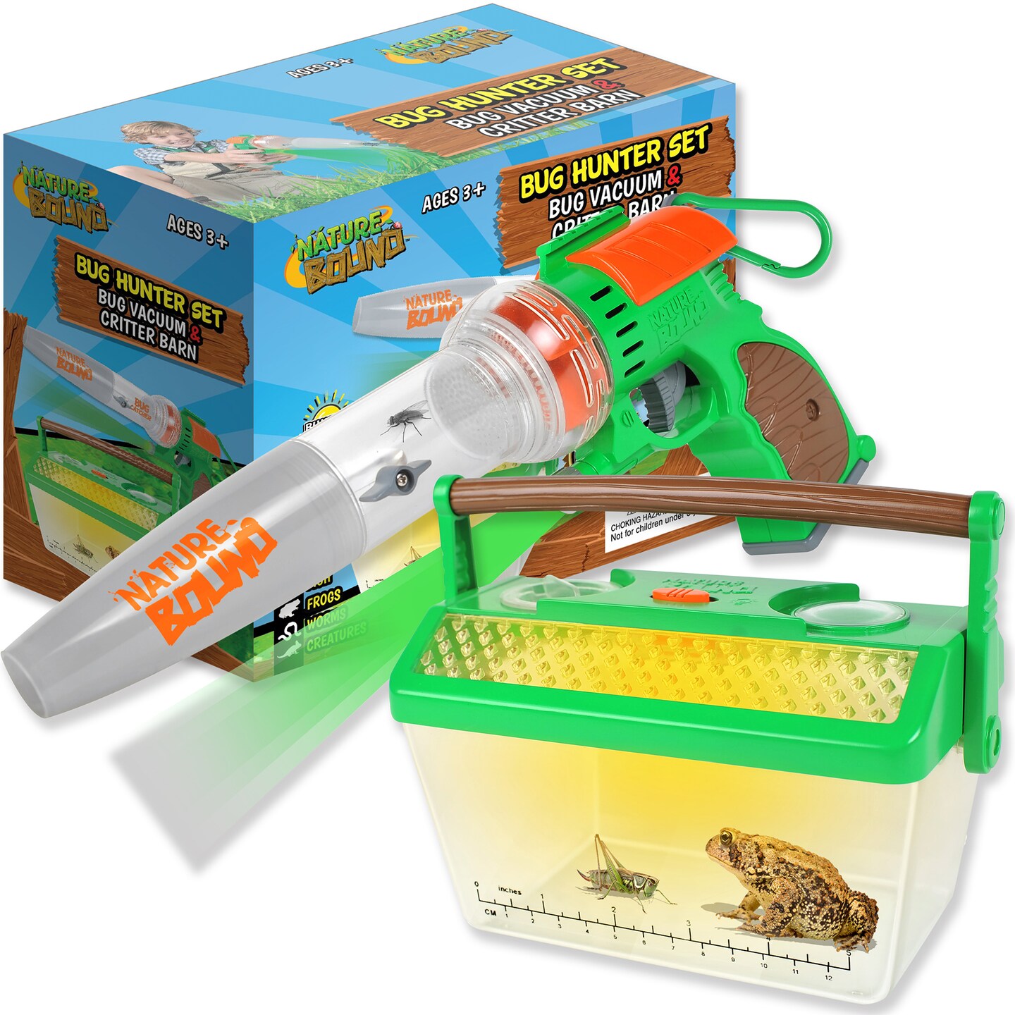 Nature Bound: Bug Hunter Bundle Set - Insect Vacuum & Critter Barn - Light-Up Bug Habitat, LED Laser, Catch-View-Magnify, Exploration Toy, Kids 3+