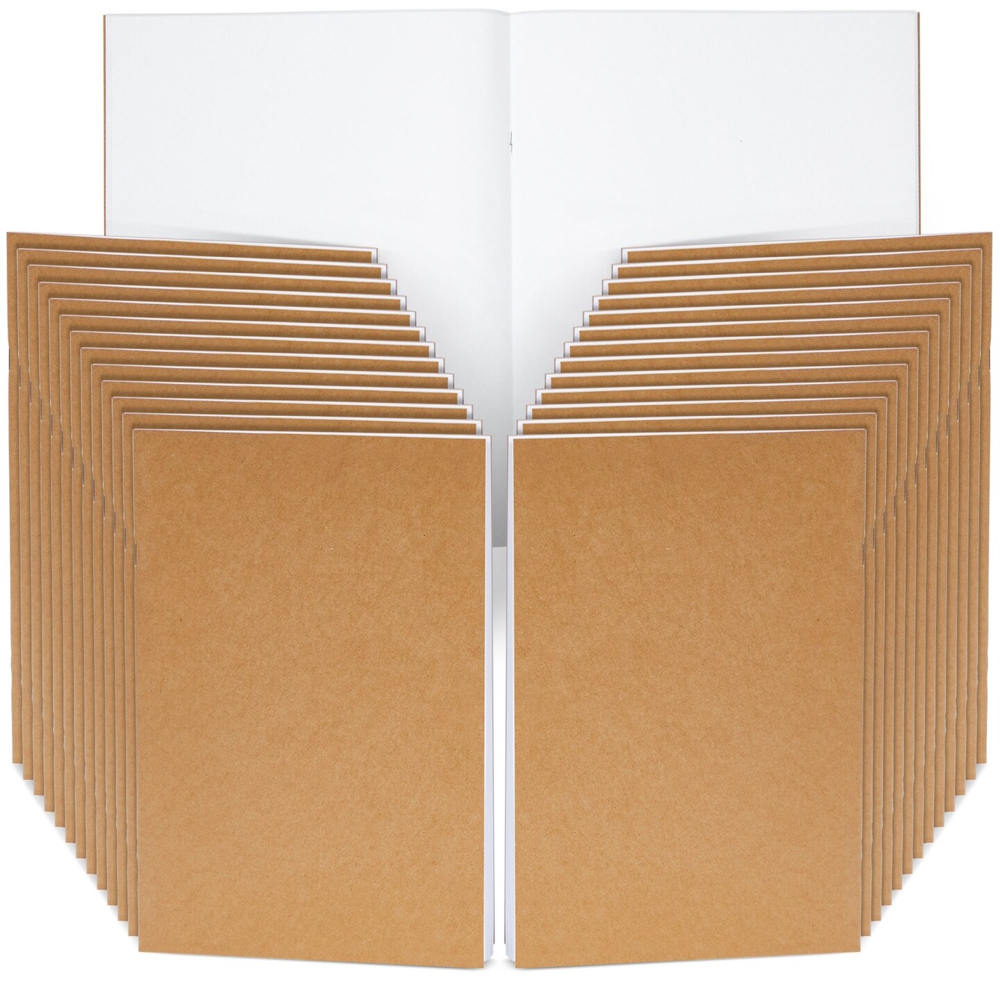 24 Pack Blank Notebook Bulk, Brown Unlined Kraft Paper Journals for Kids Drawing, Sketching, Sketchbooks for Students to Write Stories, Classroom Supplies - A4 8.5x11 inch Letter Size Large