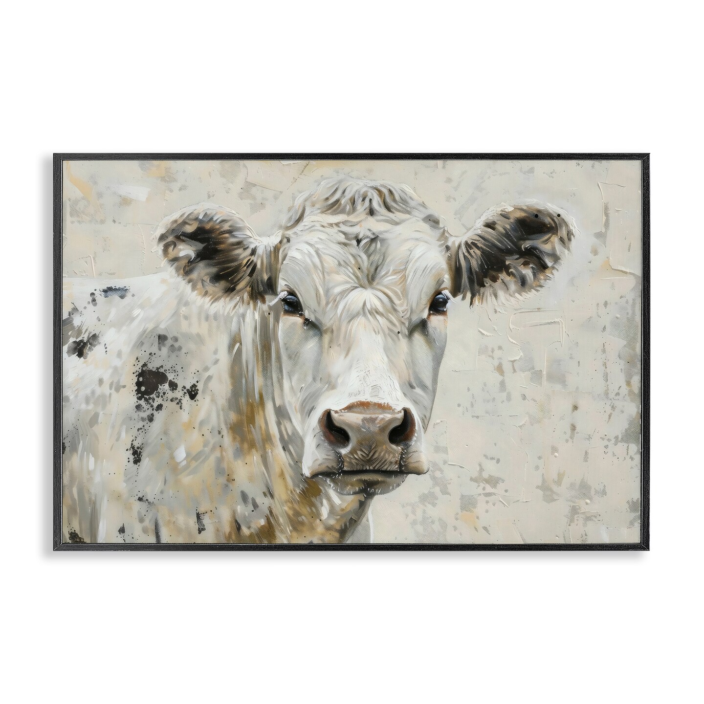 Stupell Industries Neutral Cow Portrait Framed Giclee, design by LSR Creative Studio