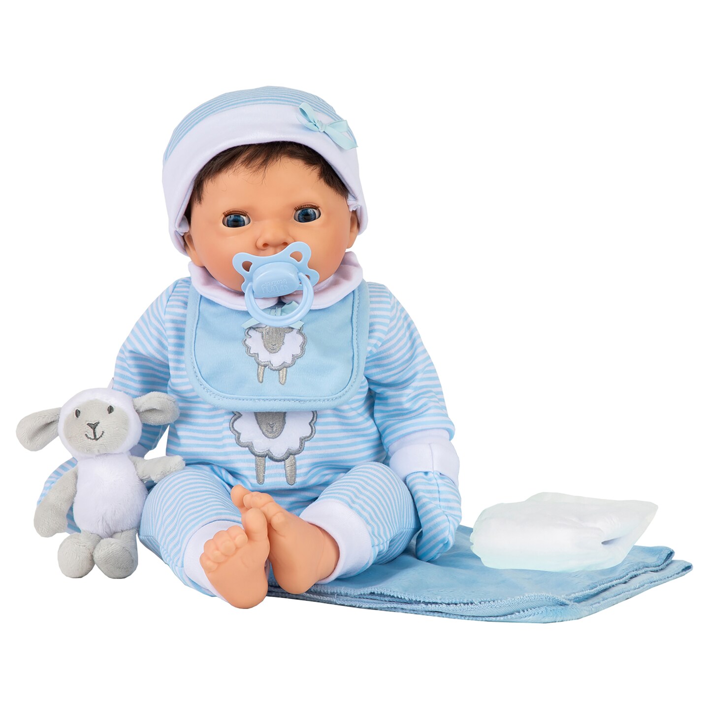Tiny Treasures Baby Doll with Layette Set (Brown Hair) (KK5354)