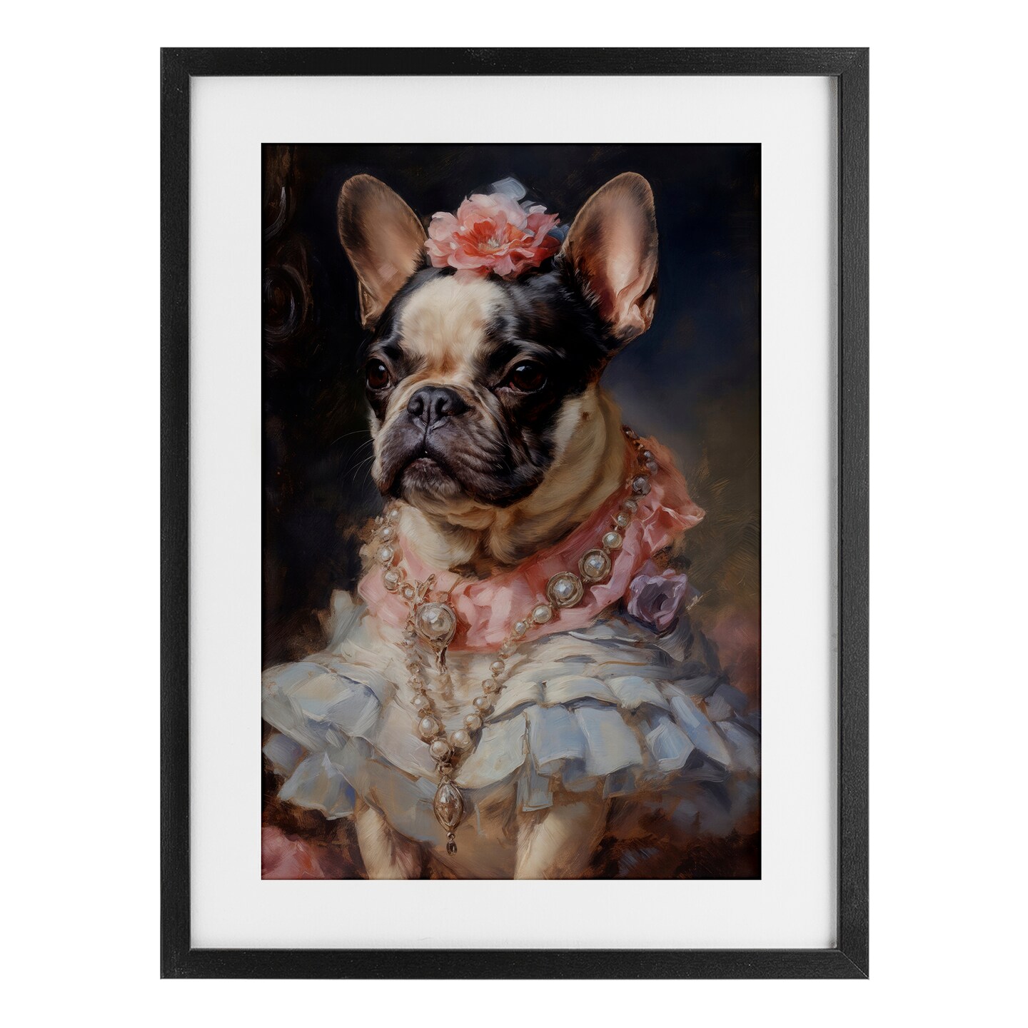 Stupell Industries Regal Frenchie Victorian Era Framed Print Under Glass, design by Wumples