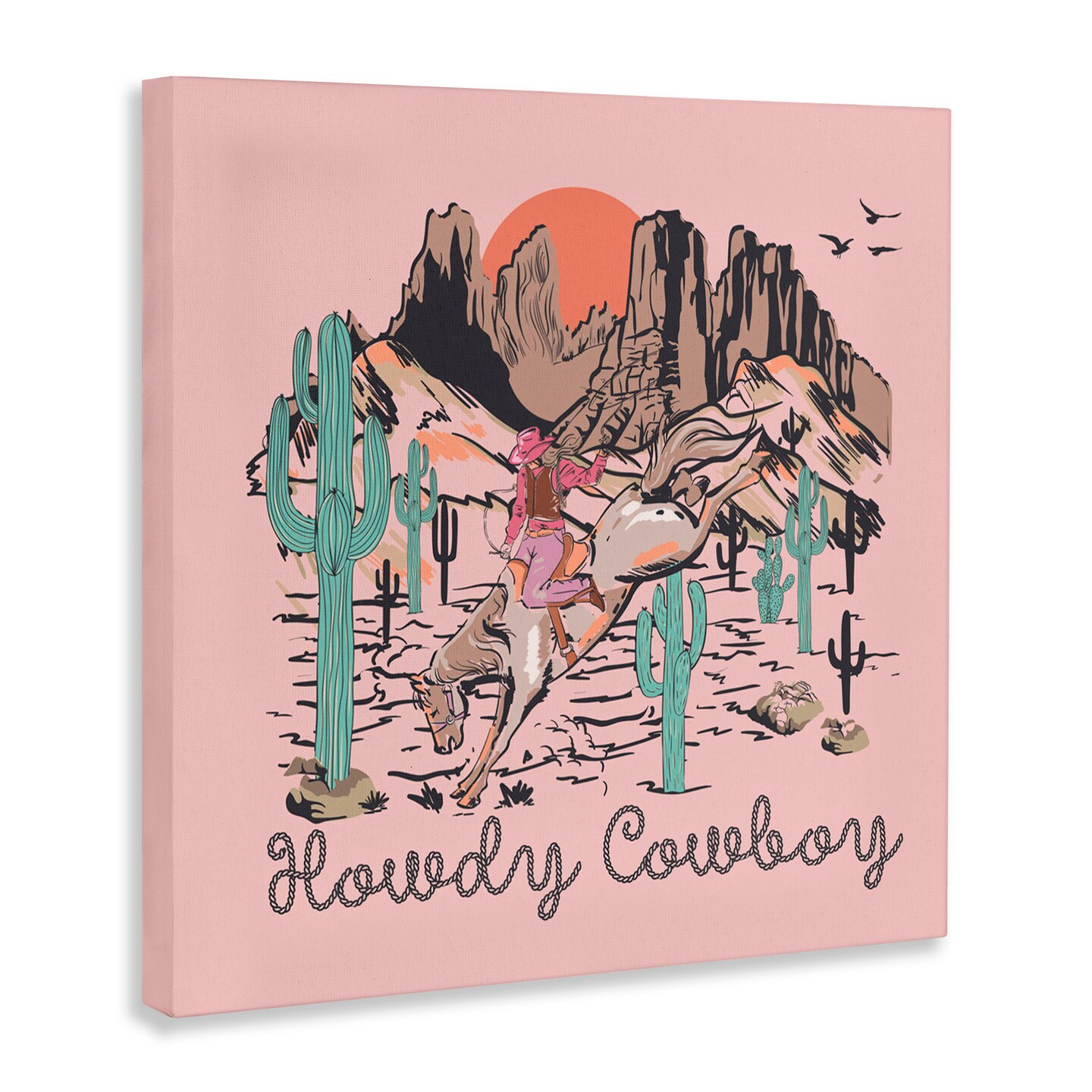 Stupell Industries Howdy Cowboy Pink Canyon Canvas, design by Jedco Brands, Inc.