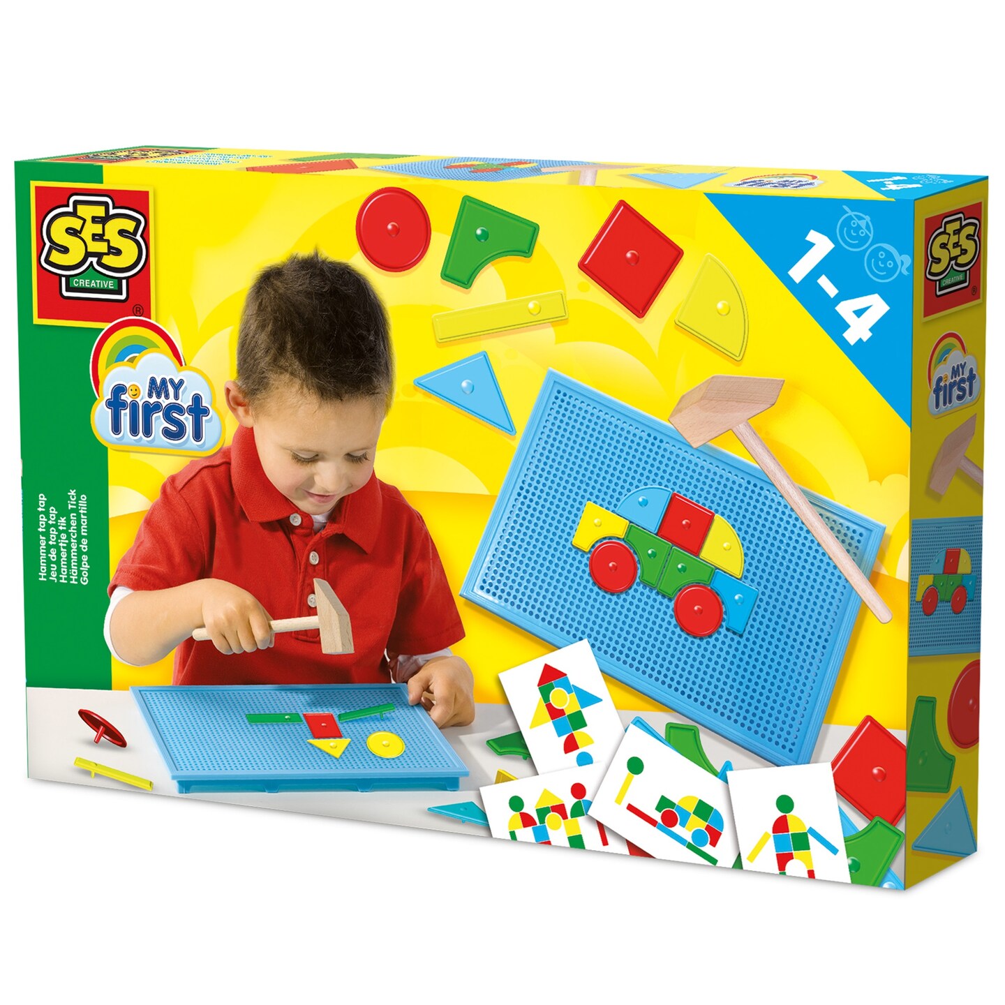 SES Creative: My First Hammer Tap Tap - Create Images &#x26; Scenes w/ Shapes, Pegboard, Tapping &#x26; Pounding Toy, Preschool Play, Baby-Toddler-Kid Age 1+